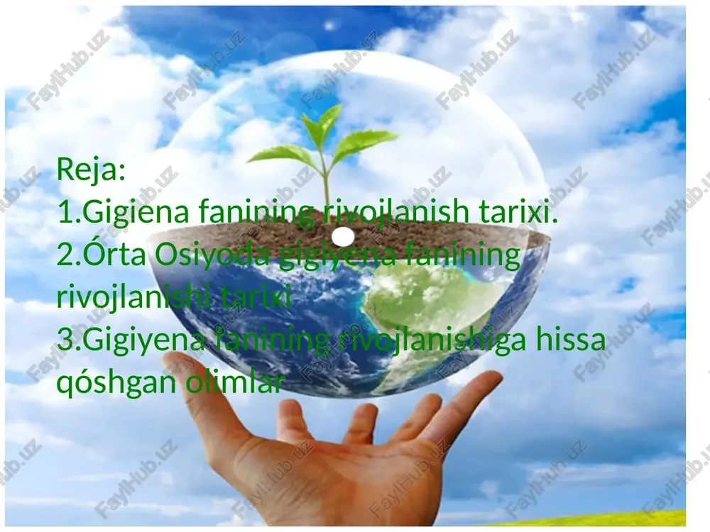 ot institutida gigiena kafedralari soni ortdi órta osiyoda gigienaning rivojlanishi óziga hos tarixga ega feodalizm davrida órta osiyoda hamma fanlar qatori gigiena ham rivojlana vordi qadimgi buxoroda yuqumli kasallik bilan og'rigan bemorlarni aholidan ajratish yóllarini qóllashgan arxeologik topilma va ma'lumotlarga qaraganda órta osiyoda tibbiyot juda qadmdan rivojlana boshlagan eng katta qazilma boylik afrosiyob shahrida topilgan.bu shaharda kanalizatsiya va vodoprovod quvurlari topilgan eron va órta osiyo xalqlarining diniy kitobi sanalgan "avesto" da ham diniy ma'lumotlar bilan birga gigienik talablar ham birdek keltirilgan. buni órta osiyo xalqlarining ilk tibbiy malumotnomasi deb qarash ham mumkin bu ma'lumotlar 9- 12- asrlarga tóg'ri keladi.. abu ali ibn sino ham tashqi va ichki muhit omillarining kasallik paydo qilishini isbotlab juda kóp kitoblarda keltirgan abu ali ibn sino suv va tuproqda yashovchi mayda kózga kórinmayfigan jonizotlar ya'ni mikroorganilar haqida malumotlar berib, ularni kasallik yuqtiruvchi va tarqatuvchi sifatida etirof etgann abu bakr ar-roziy tashqi muhit omillari ustida izlanishlar …