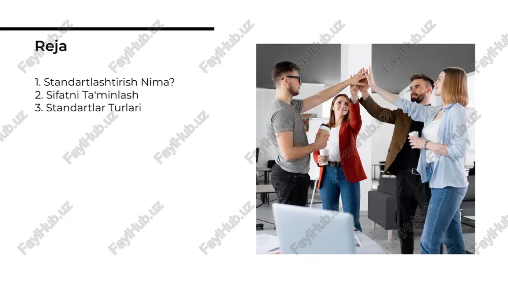 yonlar orqali, mijozlar ehtiyojlari qondiriladi va tashkilotlar raqobatbardoshligini oshiradi. har bir tashkilot o'z jarayonlarini doimiy ravishda takomillashtirishga intilishi kerak. xulosa adabiyotlar �. karimov, a. (2006). standartlashtirish va sertifikatlash asoslari. toshkent: fan va texnologiya. �. salimov, m. (2010). sifat menejmenti va standartlashtirish. toshkent: o‘qituvchi. �. nurmatov, i. (2012). texnik reglamentlar va standartlashtirish nazariyalari. toshkent: ma’naviyat. �. usmonov, s. (2015). standartlashtirish fanining predmeti va usullari. toshkent: universitet nashriyoti. �. to‘xtayev, b. (2017). mahsulot sifati va standartlashtirish asoslari. toshkent: akademnashr. �. zokirov, h. (2019). innovatsion ishlab chiqarishda standartlashtirish. toshkent: fan. �. qodirov, j. (2021). texnik nazorat va standartlashtirish asoslari. toshkent: innovatsiya nashriyoti.