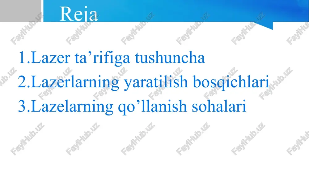 elektromagnit nurlanishni kuchaytirish uchun stimulyatsiya qilingan emissiyadan foydalanish imkoniyatini ko'rsatdi.dastlab, nurlanishni kuchaytirishning ushbu usuli radio diapazonida, aniqrog'i ultra yuqori chastota diapazonida (mikroto'lqinli diapazon) amalga oshirildi. 1952-yil may oyida radiospektroskopiya bo'yicha butunittifoq konferentsiyasida sovet fiziklari n. g. basov va a. m. proxorov mikroto'lqinli diapazonda radiatsiya kuchaytirgichini yaratishning fundamental imkoniyatlari to'g'risida ma'ruza qildilar. . ular uni "molekulyar generator" deb atashgan . deyarli bir vaqtning o'zida millimetr to'lqinlarini kuchaytirish va yaratish uchun stimulyatsiyalangan emissiyadan foydalanish taklifi aqshning kolumbiya universitetida amerikalik fizik charlz tauns tomonidan ilgari surilgan.1954-yilda tez orada maser deb ataladigan molekulyar generatorhaqiqatga aylandi.50-yillarning oxirida sssr va aqshda jadal nazariy va eksperimental tadqiqotlar olib borildi. xx asr olimlarni lazer yaratishga yaqinlashtirdi. muvaffaqiyat amerikalik fizik t.maymanga nasib etdi. 1960 - yilda uning xabari ikkita ilmiy jurnalda yoqutdan optik diapazonda radiatsiya yaratishga muvaffaq bo'lganligi haqida xabar berdi. dunyo birinchi "optik maser" - yoqut lazerining tug'ilishi haqida shunday bilib oldi. lazerning birinchi namunasi juda kamtarona ko'rindi: …
