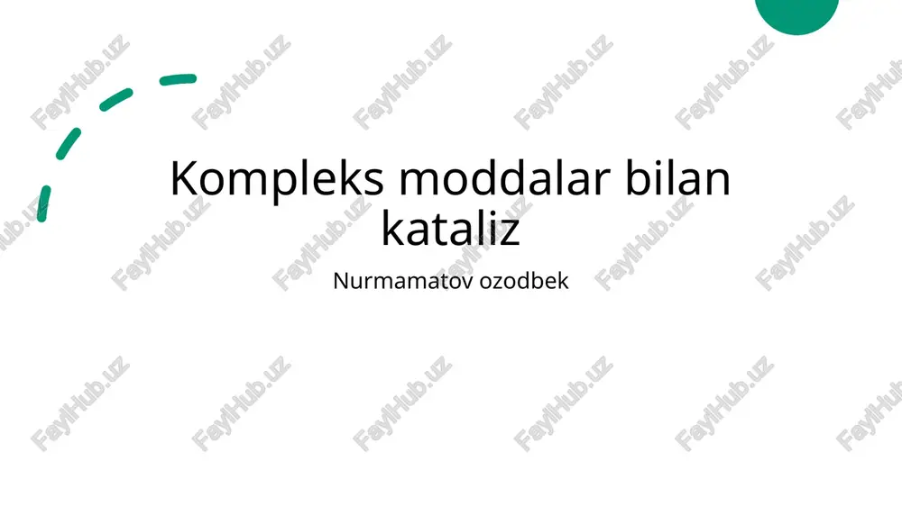 bog'lanishlarni kuchaytirib, tezlikni oshiradi. amaliy misollar sanoatdagi murakkab moddalar, masalan, metall komplekslari, ko'plab kimyoviy jarayonlarda, neftni qayta ishlashda va dorilarni ishlab chiqarishda tezlikni oshirishda qo'llaniladi. kataliz jarayonlarida murakkab moddalar bilan bog'liq zamonaviy tadqiqotlar. 01 zamonaviy tadqiqotlar murakkab moddalar bilan bog'liq zamonaviy tadqiqotlar natijalari, yangi katalizatorlarning ishlab chiqilishi va kimyoviy jarayonlarga ta'sirini ko'rsatmoqda. 02 nanotechnologiyalar nanometr o'lchovdagi murakkab moddalar, kataliz jarayonlarida samaradorlikni oshirish va energiya iste'molini kamaytirish uchun yangi imkoniyatlar taqdim etmoqda. 03 biokatalizatorlar biokatalizatorlar murakkab moddalar yordamida ekologik toza jarayonlarni rivojlantiradi, bu esa sanoatni barqaror rivojlantirishga hissa qo'shadi. 04 kataliz mexanizmlari yangi tadqiqotlar murakkab moddalar bilan bog'liq kataliz mexanizmlarini yanada chuqur o'rganishga imkon beradi, bu esa kimyoviy jarayonlarni tezlashtiradi. sanoatdagi murakkab moddalar: katalizning iqtisodiy va ekologik ahamiyati. iqtisodiy foyda murakkab moddalar katalizatori sifatida ishlatilganda, kimyoviy jarayonlarni tezlashtiradi va energiya sarfini kamaytiradi, bu esa ishlab chiqarish xarajatlarini pasaytiradi. ekologik ta'sir murakkab moddalar ekologik jihatdan toza reaktivlar sifatida xizmat qiladi, chiqindilarni kamaytiradi …