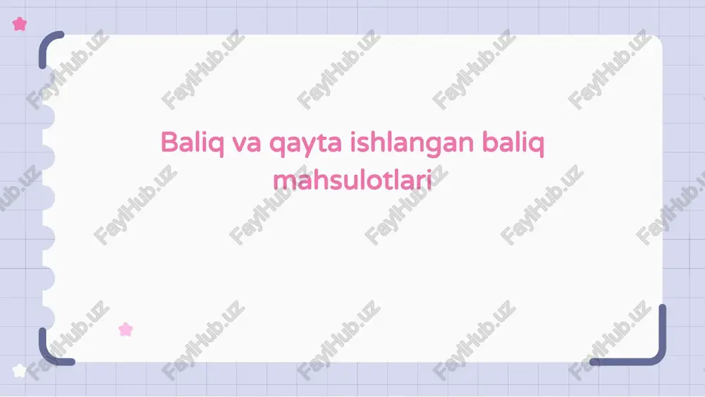 a konservalash, chekish, quritish va muzlatish kiradi. konservalash - baliqning yangiligini saqlab qolish uchun havo o'tkazmaydigan idishlarda muhrlangan mashhur usul. chekish - bu lazzat beruvchi va saqlash muddatini uzaytiradigan yana bir usul. quritish va muzlatish ham baliq mahsulotlarini qayta ishlash usullaridan biridir. quritish baliqdan namlikni olib tashlaydi, muzlatish esa uni uzoqroq saqlaydi. baliq iste'mol qilishning sog'liq uchun foydalari baliq va qayta ishlangan baliq mahsulotlarini iste'mol qilish sog'liq uchun juda ko'p foyda keltiradi. baliq oqsil, omega-3 yog 'kislotalari, vitaminlar va minerallarning ajoyib manbaidir. baliqni muntazam iste'mol qilish yurak xastaliklari xavfini kamaytirishga, miya sog'lig'ini yaxshilashga va qon bosimini pasaytirishga yordam beradi. shuningdek, u yallig'lanishni kamaytiradi va umumiy farovonlikni oshiradi. baliqni ratsioningizga kiritish sizning immunitetingizni oshirishi, sog'lom vaznni boshqarishni qo'llab-quvvatlashi va optimal yurak-qon tomir sog'lig'iga hissa qo'shishi mumkin. bugun baliq iste'mol qilishning afzalliklaridan rohatlaning! bozorda mashhur qayta ishlangan baliq mahsulotlari qayta ishlangan baliq mahsulotlari qulayligi va ko'p qirraliligi tufayli bozorda tobora ommalashib bormoqda. …