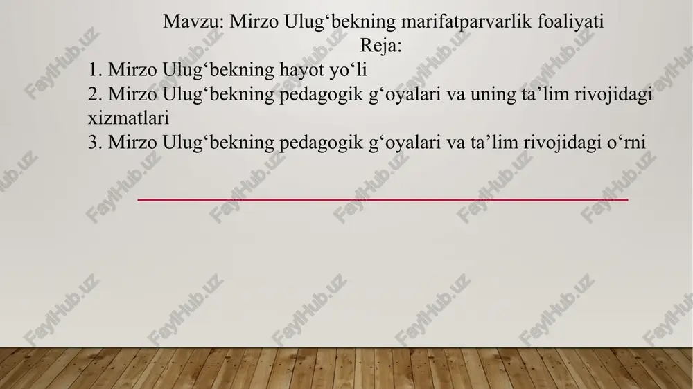 ng zamonamizga uning to‘rtta buyuk asari yetib kelgan: “ziji jadidi ko‘ragoniy”, “bir daraja sinusini aniqlash haqida risola”, “risolayi ulug‘bek”, “tarixi arba’ ulus” (to‘rt ulus tarixi). bolaligidan u fan va san’at turlariga, xususan, matematika va astronomiya fanlariga katta qiziqish bildi- radi. uning bu darajadagi aqliy rivojlanishida otasi shohrux va bobosi amir temur to‘plagan boy kutubxona asos bo‘la oldi, desak aslo mubolag‘a bo‘lmaydi. bundan tashqari, u ajoyib xotira egasi bo‘lib, arab, fors, hind tillarida erkin suhbatlasha olgan va turkiy she’riyat, adabiyot sohalarini anchayin puxta o‘zlashtirgan, turli adabiy bahslarda ishtirok etgan. ma’lumotlarga qaraganda, mirzo ulug‘bek nafaqat aniq va ijtimoiy fanlar, balki tibbiyot va musiqaga ham yuksak qiziqish bildirgan. jumladan, mir alisher navoiyning “majolis un-nafois” nomli asarida ulug‘bekning she’rlaridan namunalar keltirilgan. “bobur ‘ulug‘bek ziji’ haqida gapirib, xvi asrda dunyoda eng keng tarqalgan astronomik jadvallardan biri bo‘lganligini ta’kidlaydi.” ulug‘bekning ustozi taniqli olim, temuriylar saroyidagi mashhur matematik va astronom olim qozizoda rumiy bo‘lgan. uning davrida samarqand …