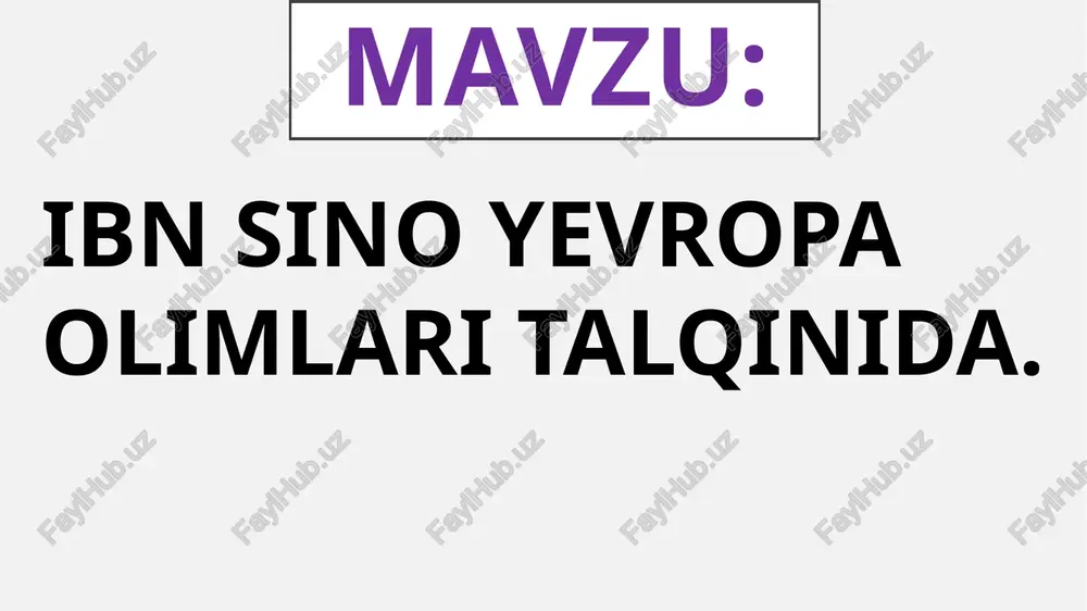 r tabib= akim bo'lib tanildi va keyinchalik "olimlar boshlig'i", "tabiblar podshohi" kabi eng buyuk nomlarga sazovor bo'ldi. 2% 5ohkm mhulinh £ tounkhctoh wh sanunnwnorad e’ tiboringiz uchun rahmat! /docprops/thumbnail.jpeg tate 2-davolash fakulteti davolash ishi yo'nalishi i-kurs 109-"b” guruh talabasi ashurova dinoraning lotin tiliva tibbiy terminologiya fanidan tayyorlagan