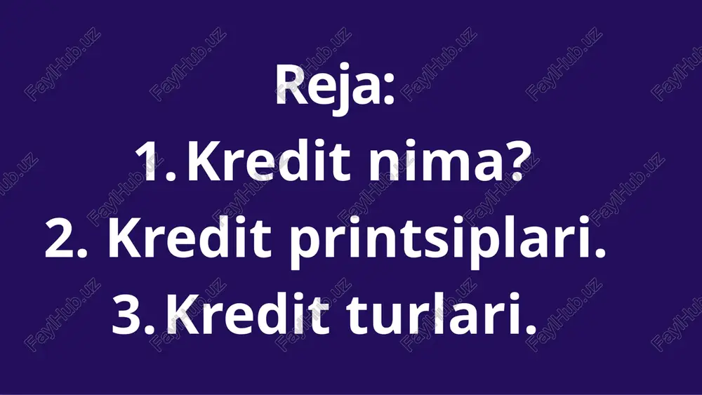 ikki – pul va tovar shakllaridan foydalanib kelingan. hozirgi vaqtda mamlakat ichki aylanmasida pul kreditidan kengroq foydalanib, u bank, tijorat, davlat, isteʼmol va xalqaro kredit shakllarini oladi. bank krediti – kreditning asosiy va yetakchi shakli sifatida chiqadi. u pul egalari – banklar va maxsus kredit muassasalari tomonidan qarz oluvchilarga (tadbirkorlar, davlat, uy xoʻjaligi sektori) pul ssudalari shaklida beriladi. xoʻjaliklararo kredit – bir korxona (muassasa) tomonidan ikkinchisiga beriladi va ularning kapital qurilish, qishloq xoʻjaligi sohalaridagi munosabatlariga, shuningdek, ichki xoʻjalik hisobi boʻgʻinlari bilan munosabatlariga xizmat qiladi. tijorat krediti — bu korxonalar, birlashmalar va boshqa xoʻjalik yurituvchi subyektlarning bir- biriga beradigan kreditlaridir. tijorat krediti, avvalo, toʻlovni kechiktirish yoʻli bilan tovar shaklida beriladi. steʼmol krediti – xususiy shaxslarga, hammadan avvalo, uzoq muddat foydalanadigan isteʼmol tovarlari (mebel, avtomobil, televizor va boshqalar) sotib olish uchun maʼlum muddatga beriladi. u chakana savdo magazinlari orqali tovarlarning haqini kechiktirib toʻlash bilan sotish shaklida yoki isteʼmol aqsadlarida bank ssudalari berish …