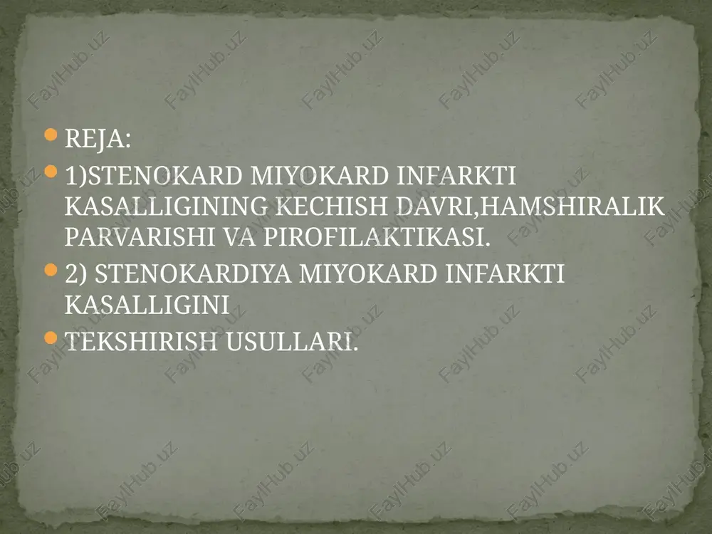 osim ortishi bilan miokardda kislorodga talab oshadi. avval boshdan kechirilgan miokard infarkti, hatto kichik ko’lamli bo’lsada. chekish. ushbu zararli odat tanamizning ko’plab organlari va tizimlarining ishdan chiqishiga olib keladi. surunkali nikotin bilan zaharlanish natijasida toj arteriyalar torayib ketadi, bu esa miokardda kislorod yetishmasligiga olib keladi. va gap nafaqat faol chekish haqida, balki passiv chekish haqida ham bormoqda. semizlik va gipodinamiya. yog’ almashinuvi buzilganda aterosklerozning rivojlanishi tezlashadi, qandli diabet kasalligi xavfi ortadi. jismoniy yetishmovchilik va kamharakatlik organizmdagi modda almashinuviga salbiy ta’sir qiladi, bu esa ortiqcha vaznning to’planishiga sabab bo’ladi. qandli diabet. qandli diabet bilan og’rigan bemorlarda miokard infarkti rivojlanish xavfi yuqori, chunki qondagi yuqori qand miqdori tomir devorlari va gemoglobinga salbiy ta’sir ko’rsatadi, buning natijasida uning transport (kislorodni tashish) qobiliyati yomonlashadi. infarktning xavf omillari bu o’tkir holat o’ziga xos alomatlarga ega va ular odatda shunchalik yaqqol namoyon bo’ladiki, ular sezilmay qolishi mumkin emas. shunga qaramay, ushbu kasallikning atipik shakllari ham mavjudligini …