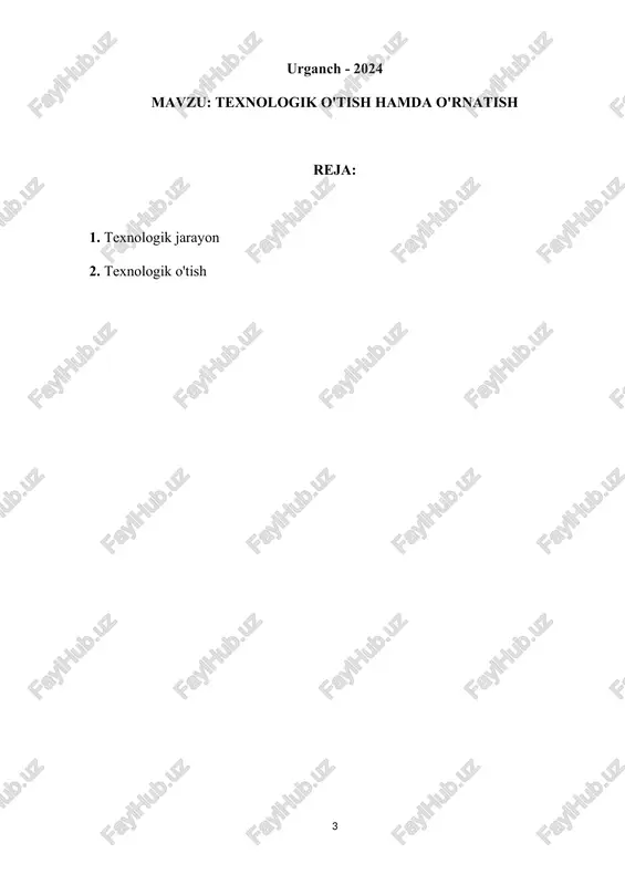 lari to'plamidan foydalanish kerak - texnologik asbob -uskunalar, "texnologik asbob-uskunalar" deb ataladi. "o'rnatish" - ishlov beriladigan qismni yoki yig'ilgan yig'ish moslamasini o'zgarmagan holda mahkamlash bilan amalga oshiriladigan texnologik operatsiyaning bir qismi[1]. har safar ishlov beriladigan qism yana olib tashlangan va keyin mashinaga o'rnatilganda yoki yangi sirtni qayta ishlash uchun ishlov beriladigan qism istalgan burchakdan aylantirilganda, yangi o'rnatish amalga oshiriladi. turli xil texnika va jihozlarning bir xil muammosini hal qilish uchun ishlab chiqarish jarayonida qo'llanilishiga qarab, quyidagi "texnik jarayonlar turlari" ajratiladi: yagona texnologik jarayon (ytj) - ishlab chiqarish turidan qat'i nazar, bir xil nomdagi, o'lchamdagi va dizayndagi mahsulotni ishlab chiqarish yoki ta'mirlashning texnologik jarayoni. oddiy texnologik jarayon (otj) - umumiy konstruktiv va texnologik xususiyatlarga ega bo'lgan mahsulotlar guruhini ishlab chiqarishning texnologik jarayoni. guruh texnologik jarayoni (gtj) - turli xil dizayndagi, ammo umumiy texnologik xususiyatlarga ega bo'lgan mahsulotlar guruhini ishlab chiqarishning texnologik jarayoni[2]. sanoat va qishloq xoʻjaligida texnologik jarayonning tavsifi operativ jarayon …