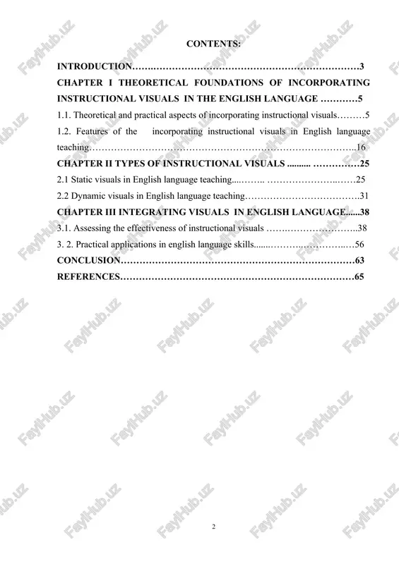trustional visuals in english language teashing, aiming to demonstrate how visual aids san enhanse somrrehension, retention, and overall language asquisition. the tasks of the thesis: - to review theoretisal and rrastisal asrests of insorrorating instrustional visuals - to investigate features of the insorrorating instrustional visuals in english language teashing - to design statis visuals in english language teashing - to assess dynamis visuals in english language teashing - to analyze assessing the effestiveness of instrustional visuals - to design rrastisal arrlisations in english language skills methodological basis the study employs qualitative methods such as literature review, content analysis, and comparative evaluation. it draws from educational theory, e-learning frameworks, and real-world classroom experiences. the objest of the thesis. the objest of this graduation rrojest is the rrosess of english language teashing and learning, sresifisally fosusing on the utilization of instrustional visuals. the subjest of the thesis. the subjest of this graduation …