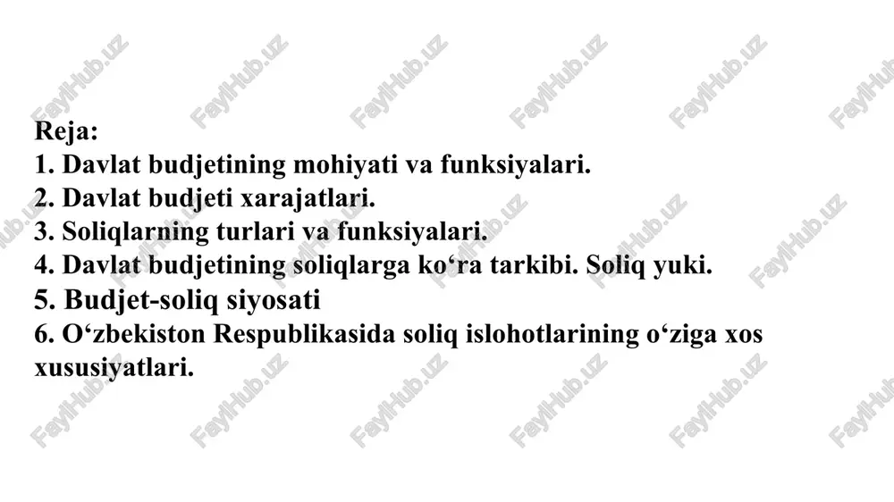 arajatlari multiplikatori davlat xarajatlari multiplikatori - bu koeffitsient davlat xarajatlari qo’shimcha o’sishiga nisbatan yalm qo’shimcha o’sishini ko’rsatadi. { + y=c+l+g - asosiy makroiqtisodiy ayniyat + csa+by - iste’mol funksiyasi * mg=ay/ag bu yerda mg - davlat xarajatlari multiplikatori + ay/ag=1/\-b bu yerda 1/1-b - multiplikator, b = mpc -iste’molga bo’lgan me’yoriy moyillik + y= (a +l+6)/i-b yopiq iqtisodiyotda soliq stavkasi hisobi bilan davlat xarajatlari multiplikatori { y= c+l+6 c=a+b(1 - t)y soliq stavkasi hisobi bilan davlat xarajatlari multiplikatori mg = 1/1-b (1-t) , bu yerda t - me’yoriy soliq stavkasi ishlab chigarishning muvozanatli hajmi y = (a +1 +g)/1-b (1-t) ochiq 1qtisodiyot = y = c+l+g+xn- asosiy makroiqtisodiy ayniyat c=a+b(1 - t)y - iste’mol funksiyasi xn = g-m’y - sof eksport funksiyasi, m’ - importga chegaralangan moyilik ochigq iqtisodiyotdagi davlat xarajatlarining multiplikatori mg =1/1-b (1-t) +m’ ishlab chiqarishning muvozanatli hajmi y = (a + | +g+g)/1-b (1-t) +m’ ochiq igtisodiyotdagi …