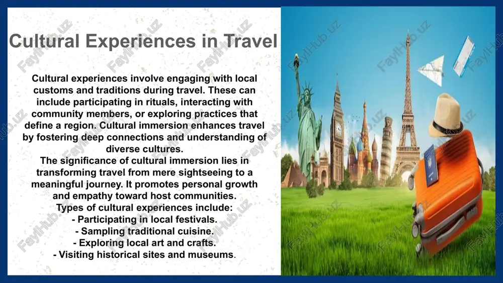 his case study focuses on a group of tourists who traveled to japan to participate in a traditional tea ceremony. participants reported a deeper understanding of japanese culture and customs, highlighting the significance of rituals in daily life. the immersive experience allowed them to connect with local traditions on a personal level. another notable case study involved travelers in peru who engaged with local communities while participating in agricultural practices. they learned about sustainable farming methods and the impact of climate change on indigenous crops. this hands-on experience fostered appreciation for local knowledge and strengthened ties between travelers and residents. key lessons learned from these cultural travel experiences: 1. immersion in local customs enhances understanding and appreciation of a culture. 2. engaging with communities fosters meaningful connections and shared learning. 3. sustainable practices can be learned and promoted through cultural exchanges. photo by isaiah b on unsplash photo by floran …