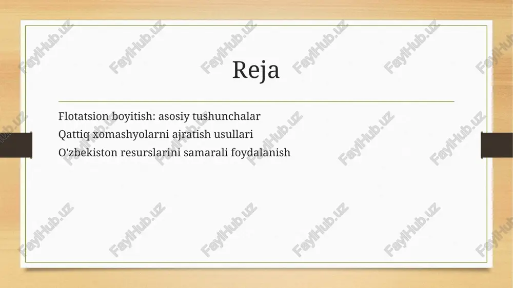 arni ajratishda eng samarali metodlardan biri bo'lib, sirt xususiyatlaridagi farqlardan foydalanadi. bu jarayon, qimmatbaho minerallarni ajratish imkonini beradi. gravitatsion ajratish gravitatsion ajratish usuli, xomashyo massasi va zichligi farqlaridan foydalanib, mineral materiallarni bir-biridan ajratish uchun qo'llaniladi. bu usul, energiya tejamkorligini ta'minlaydi. kimyoviy usullar kimyoviy ajratish usullari, turli kimyoviy reaksiyalar orqali mineralslarni ajratish jarayonidir. bu usullar xususan, metall olishda keng qo'llaniladi va yuqori samaradorlik beradi. mineral boyitish jarayonlarida flotatsiya usulining o'rni. flotatsiya usuli mineral boyitish jarayonlarida muhim rol o'ynaydi. bu jarayon qimmatbaho minerallarni rudalardan ajratish uchun yuzaga keladigan farqlarni qo'llaydi. flotatsiya usuli yordamida, resurslar samarali ravishda qayta ishlanadi va iqtisodiy foyda keltiradi. photo by ben white on unsplash o'zbekistondagi qattiq xomashyolarni ajratishda innovatsiyalar. 1 innovatsion texnologiyalar o'zbekistonda qattiq xomashyolarni ajratishda yangi flotatsion usullar, masalan, nanoboyitish texnologiyalari qo'llanilmoqda, bu jarayonni samaraliroq qiladi. 2 avtomatlashtirish flotatsion jarayonlarni avtomatlashtirish orqali ish jarayonlari tezlashmoqda va inson faktori kamaymoqda, bu esa ishlab chiqarish samaradorligini oshiradi. 3 ekologik …