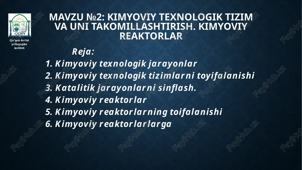 logik tizim va uning asosiy ta’moyillari kimyoviy ishlab chiqarishni kimyoviy va texnologik tizim sifatida tasavvur etib, biz ktt tarkibini ishlab chiqarish qismlarini tizimlashtiramiz. tizimlashtirishning maqsadi ktt quyi tizimlarini oʻrganish uchun ajratishdir. quyi tizimlarni ikkita: funktsional va masshtab xususiyati boʻyicha ajratish mumkin. funktsional quyi tizimlar - ishlab chiqarish funktsiyalarining bajarilishini va umuman ularning ishlashini ta’minlaydi. texnologik quyi tizim - ishlab chiqarishning bir qismi, bu yerda xom ashyoni kimyoviy va texnologik jarayon negizida mahsulotga qayta ishlash amalga oshiriladi. kimyoviy texnologik tizimning quyi tizimlari energiya quyi tizim - kimyoviy-texnologik jarayonni energiya bilan ta'minlashga xizmat qiladigan ishlab chiqarishning bir qismidir. energiya turiga qarab: issiqlik, quvvat, elektr, tegishli quyi tizim taqdim etilishi mumkin. boshqaruv quyi tizimi - ishlab chiqarishning bir qismi boʻlib, uning yordamida uning ishlashi va boshqaruvi toʻgʻrisida ma’lumot olinadi. odatda bu jarayonni boshqarishning avtomatlashtirilgan tizimi deyiladi. funktsional quyi tizimlar toʻplami ktt tarkibini tashkil qiladi. kimyoviy texnologik tizimning quyi tizimlari masshtabli quyi tizimlar - …