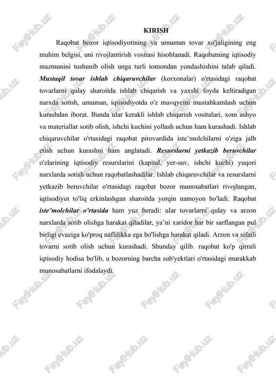 dilar. bunda monopolchilarning shaxsiy manfaatiga asoslangan, ularning foydasini ko’zlagan shartlar qolgan barcha uchun majburiy hisoblanadi. bularga nisbatan boshqalar bozorga ta’sir o’tkazish kuchiga ega bo’lmay, o’z manfaatlarini ko’zlash imkonidan mahrum bo’ladilar. taklif hajmi va bozordagi baho monopoliya tomonidan belgilanadi. monopoliya holati firmalarga juda qo’l keladi. chunki xaridorlarga qaram bo’lish, ularning didiga qarab ish tutish zaruratidan holi bo’linib, ularning talabiga zid ish ko’rish imkoni tug’iladi. agarda xaridorlar majburiy qo’yilgan baholardan norozi bo’lsalar, monopolchi ishlab chiqarishni qisqartirib, savdoga chiqadigan tovar (xizmat)larni kamaytirishi mumkin. bunda xaridorlarning mavjud yuqori bahoni tan olishdan boshqa iloji qolmaydi, albatta. buning xaridorlarga qanday ta’sir etishi, kam xarajatli oilalarning ahvoli og’irlashuvi bilan monopoliyaning ishi bo’lmaydi. monopolchilarni faqat bir narsa: yuqori foyda va katta daromad qiziqtiradi. monopolcha bozorni boshqarishning turlicha foyda olish usullari mavjud bo’lishiga qaramay, ularning hammasi jamiyat uchun katta iqtisodiy zarar keltirishini insoniyat o’z tarixida ko’rib o’tdi. bu haqida keyinroq so’z yuritamiz. hozir tabiiy monopoliya haqida so’z yuritaylik. jamiyatning …
