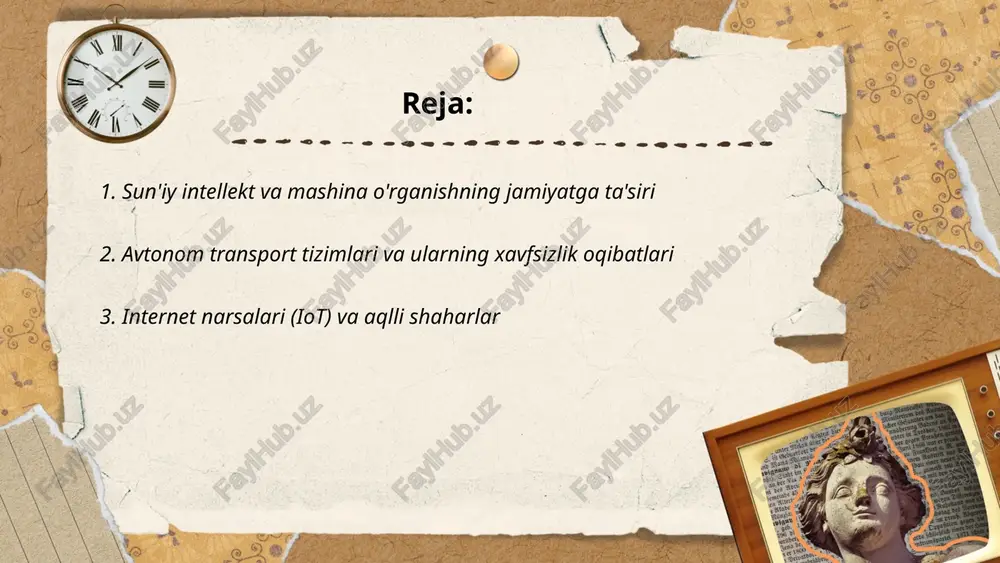 ashtirish, oʻlchovliligi va maʼlumotlar boshqaruvi asosiy muammolar. raqamlashtirish ijtimoiy qamrov, infratuzilma investitsiyasi va qonunchilik muvofiqligini talab qiladi. ... t.me/slaydai_bot 4. kiberxavfsizlik va ma'lumotlarni himoya qilish kiberxavfsizlik va ma'lumotlarni himoya qilish: bulut, iot va sun'iy intellekt integratsiyasi hujum vektorlarini ko'paytiradi. shifrlash, ko'p faktorli autentifikatsiya va nol ishonch modeli zarur. kvant hisoblash hozirgi kriptografiyaga tahdid, postkvant algoritmlar kerak. ma'lumotlarni minimallashtirish, anonimlashtirish va qat'iy kirish boshqaruvi shaxsiylikni mustahkamlaydi. favqulodda javob, muntazam audit va xodimlar uchun kibermahorat 24/7 nazorat bilan birgalikda muhim. ... t.me/slaydai_bot shaxsiy ma'lumotlar maxfiyligi raqamli huquqlar shaxsga tegishli ma'lumotlarni himoya qilish, ruxsat va nazoratni ta'minlashdan iborat. asosiy huquqlar: 1) ma'lumotlarga kirish, 2) to'g'rilash, 3) o'chirish (unutish huquqi), 4) ma'lumotlarni ko'chirish. xatarlar: ma'lumot o'g'irlanishi, profil yaratish, kuzatuv va diskriminatsiya. huquqiy asoslar: gdpr 2018, milliy qonunlar. tavsiyalar: 2fa, kuchli parollar, shifrlash, ma'lumotni minimallashtirish, muntazam yangilanish. ... t.me/slaydai_bot raqamli ta'lim platformalari shaxsiylashtirilgan o'quv yo'llarini, adaptive ta'lim algoritmlari va real-vaqt baholashni ta'minlaydi. kelajak ta'lim modeli: …