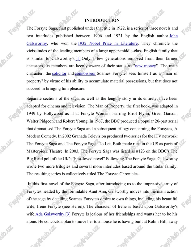 es is collectively titled the forsyte chronicles. in this first novel of the forsyte saga, after introducing us to the impressive array of forsytes headed by the formidable aunt ann, galsworthy moves into the main action of the saga by detailing soames forsyte's desire to own things, including his beautiful wife, irene forsyte (née heron). the character of irene is based upon galsworthy's wife ada galsworthy.[3] forsyte is jealous of her friendships and wants her to be his alone. he concocts a plan to move her to a house he is having built at robin hill, away from everyone she knows and cares for. she resists his grasping intentions, and falls in love with the architect philip bosinney, who has been engaged by soames to build the house. bosinney returns her love, although he is the fiancé of her young friend june forsyte, the daughter of soames's estranged cousin "young" …