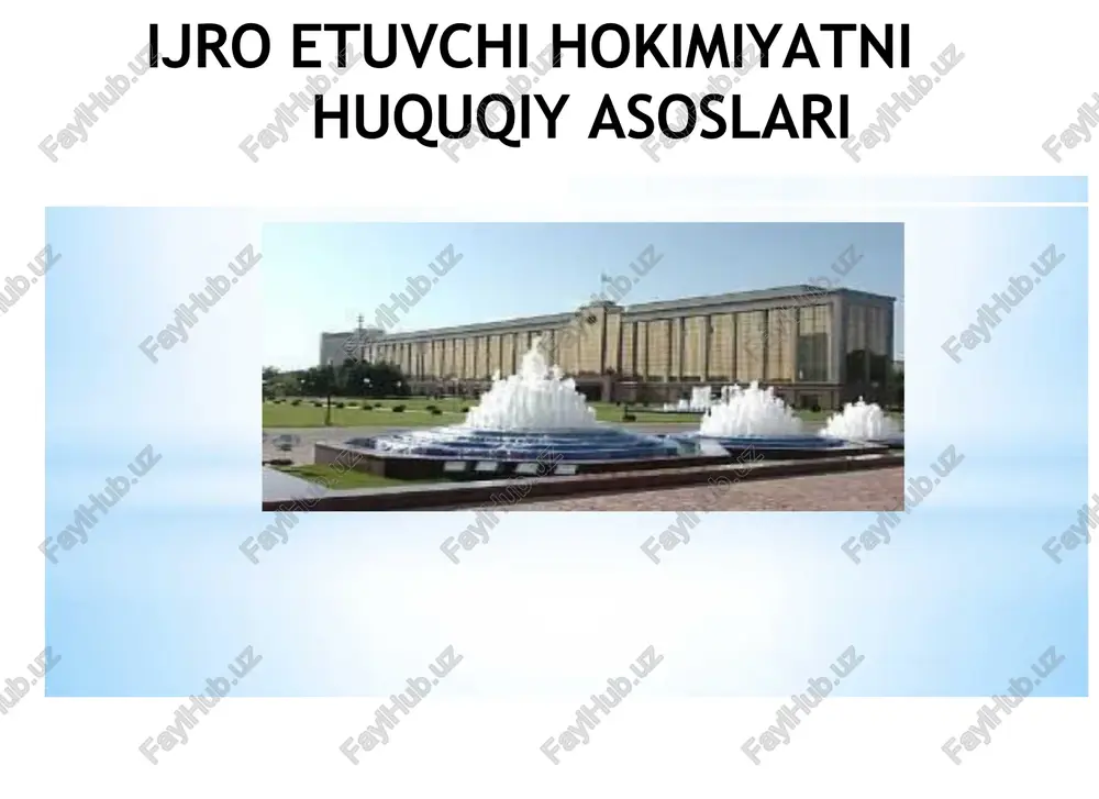 oiy va ma’naviy sohalarning samarali faoliyat ko'rsatishiga, qonunlar ijro etilishiga, oliy majlisning boshqa qarorlari, o'zbekiston respublikasi prezidentining farmonlari, qarorlari va farmoyishlari bajarilishiga rahbarlikni ta’minlovchi o'zbekiston respublikasining ijro etuvchi hokimiyat organi hisoblanadi. «o'zbekiston respublikasining vazirlar mahkamasi to'g'risida»gi qonuni vazirlar mahkamasi o'z faoliyatini o'zbekiston respublikasining 6 may 1993 yildagi n818-xii sonli «o'zbekiston respublikasining vazirlar mahkamasi to'g'risida»gi qonuniga muvofiq olib boradi. vazirlar mahkamasi davlat boshqaruvi organlari tizimiga va o'zi tashkil etadigan xo'jalik boshqaruvi organlari tizimiga boshchilik qiladi, ularning hamjihatlik bilan faoliyat ko'rsatishini ta’minlaydi. vazirlar mahkamasi faoliyati vazirlar mahkamasi ishini rejalashtirish vazirlar mahkamasi ishini rejalashtirish vazirlar mahkamasi o'zbekiston respublikasi tasarrufiga oid bo'lgan, o'zbekiston respublikasi konstitutsiyasi va mazkur qonunga muvofiq o'zining vakolatiga kiruvchi davlat va xo'jalik boshqaruvining barcha masalalarini hal etishga haqlidir. vazirlar mahkamasi qonunchilik tashabbusi huquqiga ega. vazirlar mahkamasi o'z faoliyatida kollegiallik, demokratiya va qonuniylik, o'zbekiston respublikasida yashovchi barcha millatlar va elatlarning manfaatlarini hisobga olish tamoyillariga vazirlar mahkamasi ishini rejalashtirish vazirlar mahkamasi ish tartibi …