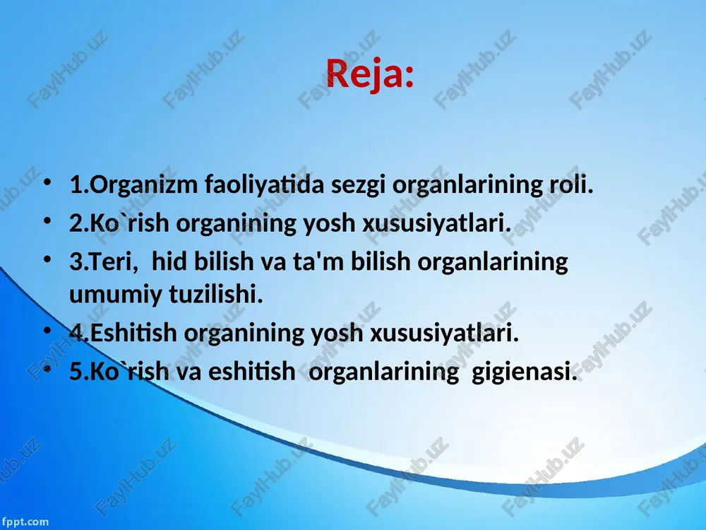 qavatdan: ustki epiteley qavat – epidermisdan, o’rta qavat – biriktiruvchi to’qimadan iborat asl teri – dermadan va ichki qavat - teri osti yog’ kletchatkasidan tuzilgan. epidermis (epidermis) ko’p qavatli yassi epiteliydan tuzilgan bo’lib, ustki qavati emirilib, ostki qavati yangi hujayralar hosil qilib turadi. yosh bolalarda epidermis yupqa bo’ladi. epidermis qavat tekis, yaxlit (butun) bo’lgani uchun organizmga infeksiya o’tkazmaydi. terini toza tutish, organizmning teri orqali nafas olishi, teri hujayralarining normal ishlashi yosh bolalarning sog’lom bo’lishida ayniqsa muhim ahamiyatga ega. haqiqiy teri (corium) - derma qalin bo’lib, epidermis tagida joylashgan. haqiqiy terida ter bezlari, soch va tuklar ildizi, qon tomirlari, reseptorlar va pigment hujayralari bo’ladi. ter bezlari terining hamma qismida tarqalgan bo’lib, faqat labning pushti qismida, jinsiy olat boshchasida, quloq suprasida bo’lmaydi. ular qo’l-oyoq kaftida, chot bukimida, qo’ltiq ostida zich joylashgan bo’ladi. odamning 1 sm2 terisida 500-1000 tagacha ter bezi bo’ladi. ter bezlarining naychasi ingichka bo’lib, uzunligi 2 mm keladi, u terining …
