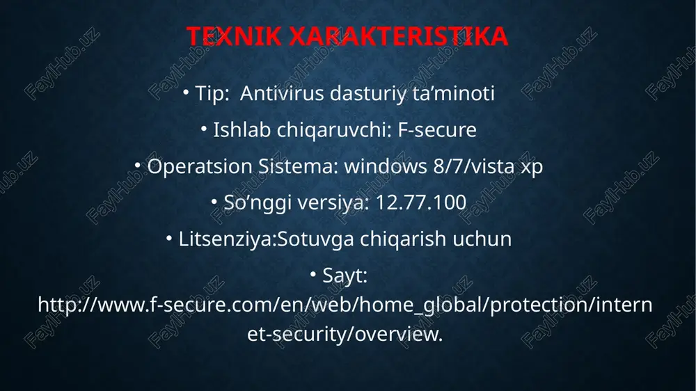 va pop-up bildirishnomasi sizni muammoni hal qilishingizni talab qiladi. umuman, dastur oddiy va chiroyli interfeysga ega. "virusni aniqlash" tugmasini bosganingizda tezkor tizimni skanerlash boshlanadi. brauzer muhim tizim zonalarini bir necha daqiqada tekshiradi, o'rnatish jarayonida f-secure mahsulotni o'rnatishga xalaqit berishi mumkin bo'lgan faol tahdidlarni tekshirishni boshlaydi. antivirusni o'rnatgandan so'ng tizimning to'liq skanerdan o'tkazish tavsiya etiladi. asboblar yorlig'ini bosing va virus ko'rish sozlamalari menyusini oching. toza sinov tizimida to'liq skanerlash 11 daqiqagacha davom etdi, bu o'rtacha 47 daqiqadan bir necha barobar tezroq.birinchi tekshiruv davomida f-secure keyingi tekshiruvlarni tezlashtiradigan optimallash vazifalarini amalga oshiradi. sinov tizimida takrorlangan skanerlash 6 daqiqada yakunlandi. taqqoslash uchun, eset nod32 antivirus 10 bilan ikkinchi tekshiruv 30 soniyada yakunlandi. f-secure antivirusi antivuruslarning polifag klassiga kiradi. bu turdagi antivuruslar bazalarida mavjud bo`lgan viruslarga qarshi kurasha oladilar. ushbu turdagi antivurislar xarakterli jihati ularda: virus bazasi evritik analiz kabi komponentlar mavjud bo`ladi. ushbu abtivuruslar kamchiligi ular faqatgina bazalarida mavjud bol`lgan viruslar bilan kurasha …