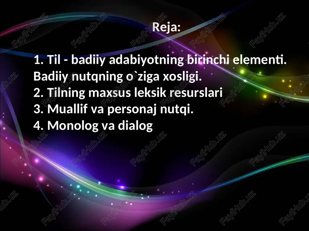 nutqning farqlanganligi shuki, unda muallif nutqi va qahramonlar nutqi ajratiladi. ta`kidlash kerakki, mazkur farqlanish asosan epik va liro-epik xarakterdagi asarlarga xosdir. bu xil asarlarda voqea, voqea kechayotgan joy yoki sharoit tasviri, qahramonlarga berilayotgan ta`rif, muallifning fikr-mulohazalari kabilar bevosita muallif tilidan beriladi. muallif obrazi asarda tasvirlangan badiiy voqelikni yaxlitlashtiruvchi subyektiv asos bo`lganidek, avtor nutqi asarning moddiy tarafini yaxlitlashtiruvchi unsurdir. muallif nutqi vositasida asar qismlari, voqealar, tafsilotlar yaxlit bir organizmga - badiiy matnga birikadi. muallif nutqi grammatik jihatdan adabiy til normalariga yaqinlashadi, biroq uning adabiy til normalariga to`la muvofiq bo`lishini talab qilishlik xato bo`lur edi. badiiy nutq ikki shaklda: sochma(nasr) va tizma(nazm) shakllarda mavjuddir. nasriy nutq tuzilishi jihatidan kundalik muloqot tiliga o`xshash bo`lsa, she`riy nutq muayyan bir o`lchovga solingan, hissiy to`yintirilgan nutq sanaladi. nasriy nutq epik va dramatik asarlarning asosiy nutq shakli hisoblanadi. shu bilan birga, she`riy yo`lda ham epik va dramatik asarlar yaratilishi mumkinligini unutmaslik kerak. she`riy nutq esa lirik asarlarning …