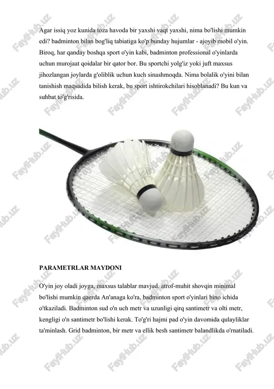 g'iroq qilish. o'yin badminton oro tanasi, qurol yoki ketma-teginish harom. shuningdek raqib sud orqali shuttlecock urish uchun yo'l. shuttle to'r orqali uchib yoki quyida, o'yin o'ynagan qaysi xonada jasadini yoki futbolchilar kishining kiyimlarini, shuningdek, devorlar yoki shift etsa, shuningdek, bir yomon bir vaziyat. ogohlantirish yoki jazo sababi bo'lishi mumkin noto'g'ri xatti sud kuni bir futbolchi, o'yin davomida sud kuni futbolchining yo'qligi, shuningdek, begona bilan suhbatlar va boshqa har qanday maslahat qabul. sudya bosh adliya buyuk mas'uliyat qoidalariga to'g'ri hisob xizmat ko'rsatish va muvofiqligi uchun. jarayonining to'g'ri pitch nazorat qilish bo'yicha hakam o'yin uchun moki joriy qoidalarini buzilishi bartaraf etish. mas'ul yana bir shaxs bir butun sifatida o'yinda ustidan nazorat hakam bo'ladi. alohida liniyasi hakam tomonidan nazorat doirasida moki kuz. bu burma nuqtasi kuzida tufayli va eng qizg'in munozaralar qizigan, chunki uning roli juda muhim ahamiyatga ega. bolalar badminton bolaning o'yin badminton mos uchun, o'lchamlari original qoidalar talab ancha kichikroq. bunday …