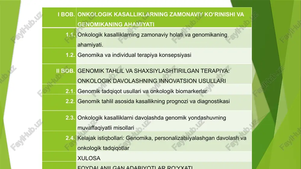 saratoni bilan kasallangan bemorlarga trastuzumab (herceptin) tavsiya etiladi, chunki ushbu dori aynan her2 reseptorlariga ta’sir qiladi va saraton hujayralarining o‘sishini to‘xtatadi. egfr mutatsiyasiga ega o‘pka saratoni bemorlariga erlotinib yoki gefitinib kabi dorilar buyuriladi. immunoterapiya bemorning immun tizimini saraton hujayralariga qarshi kurashishga rag‘batlantirishga asoslangan. ba’zi saraton turlari immun hujayralarining hujumidan qochish uchun maxsus mexanizmlarni ishga soladi. bunday hollarda pd-1 va ctla-4 inhibitorlari kabi immunoterapevtik dorilar kasallikni davolashda muhim rol o‘ynaydi. pembrolizumab va nivolumab kabi dorilar immun hujayralarining saratonni tanib, unga hujum qilishiga yordam beradi. ipilimumab esa ctla-4 yo‘lining bloklanishini ta’minlaydi va immun tizimining faollashishiga xizmat qiladi. kalsiy (ca) suyaklar va tishlarning mustahkamligini ta'minlaydi; 1 kg suyak tarkibida taxminan 350 gramm kalsiy bo'ladi. organizmning normal ishlashi uchun kuniga 1000 mg kalsiy kerak. o'simliklarning 96%ini tashkil etuvchi makroelementlar – uglerod (c), vodorod (h), kislorod (o) va azot (n) fotosintez jarayonida muhim rol o'ynaydi, bu jarayon tufayli yer yuzidagi hayotning 70% dan ortig'i ta'minlanadi. …