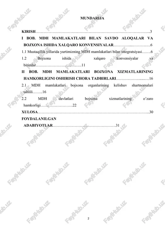 lanadi. ushbu davr mobaynida o'zbekiston mdh doirasida ikkita shartnomaga qo'shildi. bular -2006 yil 28 noyabrda minsk shahrida mdh davlat rahbarlari kengashi majlisida imzolangan mustaqil davlatlar hamdo'stligi ishtirokchi-davlatlarining gumanitar hamkorlik bo'yicha kengashi to'g'risidagi bitim; 2008 yil 10 oktyabrda bishkek shahrida mdh davlat rahbarlari kengashining majlisida imzolangan mustaqil davlatlar hamdo'stligi ishtirokchi-davlatlarining hududlararo va chegara oldi hamkorligi bo'yicha kengashi to'g'risidagi bitim. mdh doirasidagi ushbu yangi kelishuvlarga qo'shilish mintaqaviy hamkorlikni mustahkamlashga xizmat qiladi. bundan tashqari, 20 mart kuni o'zbekiston respublikasi prezidenti shavkat mirziyoyev mustaqil davlatlar hamdo'stligi ishtirokchi-davlatlarining yoshlar bilan ishlash sohasida hamkorlik to'g'risidagi bitimiga o'zbekistonning qo'shilishi to'g'risida farmonni imzoladi. ma'lumki, o'zbekiston bmtning 72-sessiyasida yoshlar huquqlari to'g'risidagi konventsiyani qabul qilish tashabbusini ilgari surgan edi.joriy yilda ushbu konventsiya loyihasi muhokamasiga bag'ishlangan yoshlar huquqlari bo'yicha samarqand veb-forumi bo'lib o'tdi. mdhning yoshlar bilan ishlash sohasidagi hamkorlik to'g'risidagi bitimiga qo'shilish davlatimizning yoshlar huquqlarini ta'minlash borasidagi sa'y-harakatlarining mantiqiy davomi hisoblanadi. ushbu davrning eng muhim natijasi mdhning 2030 yilgacha bo'lgan davr …