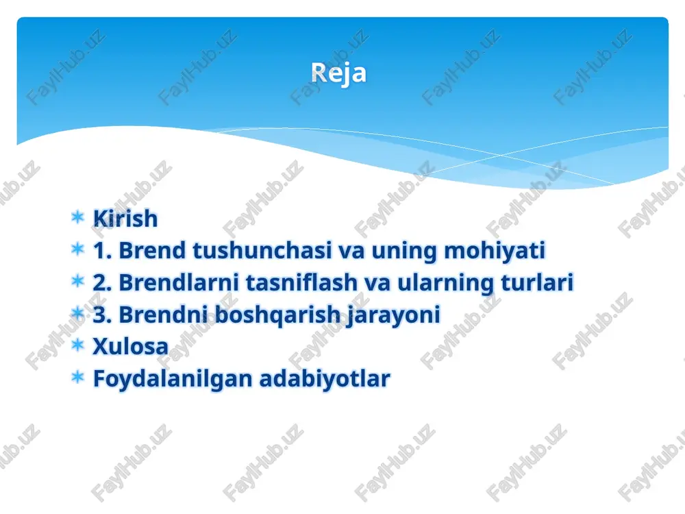 belgilash uchun ularning terisiga issiq temir bilan belgi bosilgan. qadimgi misr, rim va yunoniston davrida hunarmandlar o‘z mahsulotlariga o‘ziga xos belgilarni bosib, ularni boshqalardan ajratib turishgan. brend atamasining kelib chiqishi va mazmuni brendning asosiy tarkibiy qismlari uning tuzilishini belgilaydi va ularning har biri o‘ziga xos vazifaga ega. bu qismlar birgalikda brendning mustahkamligini ta’minlaydi va iste’molchiga to‘liq imidj beradi. nom – brendning asosiy identifikatori bo‘lib, u tovar yoki xizmatni eslab qolishni osonlashtiradi. yaxshi nom qisqa, oson talaffuz etiladigan va assotsiatsiya uyg‘otadigan bo‘lishi kerak. masalan, google nomi “googol” (10^100) sonidan olingan bo‘lib, cheksiz ma’lumotni ifodalaydi. nom brendning kelajakdagi rivojini belgilaydi: u o‘zgartirilishi qiyin, shuning uchun u kompaniya qiymatlariga mos kelishi lozim. tarixda muvaffaqiyatli nomlar ko‘p: kodak nomi sun’iy so‘z bo‘lib, oson esda qoladi va 1888-yildan beri ishlatilmoqda. brendning asosiy tarkibiy qismlari: nom, ramz, dizayn, obro‘ ramz (logotip) – brendning vizual ifodasi bo‘lib, u ko‘zga tashlanadigan va esda qoladigan bo‘lishi kerak. ramz rang, …