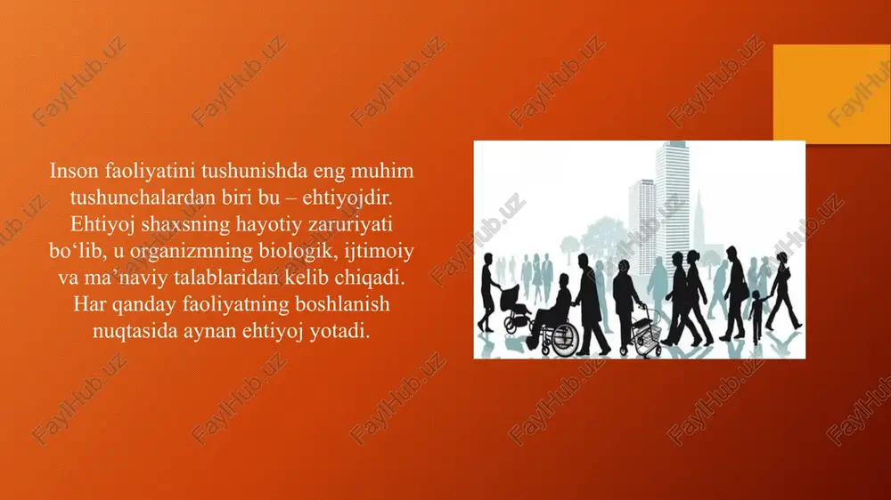 ikki asosiy turga bo‘linadi: ichki va tashqi motivatsiya. ichki motivatsiya shaxsning o‘z qiziqishlari, intilishlari, ishtiyoqi bilan bog‘liq bo‘lsa, tashqi motivatsiya mukofot olish, jazodan qochish, jamiyatdagi mavqeini oshirish kabi tashqi omillar ta’siri bilan yuzaga keladi. masalan, talabaning kitob o‘qishi ichki motivatsiya natijasi bo‘lsa, imtihondan yuqori baho olish uchun o‘qishi tashqi motivatsiyadir. ehtiyoj, motiv va motivatsiyani aniqlash shaxsni tushunishda juda katta ahamiyatga ega. psixolog va pedagoglar shaxsning ehtiyojlari va motivlarini bilgan holda uning faoliyatini to‘g‘ri yo‘naltirishlari mumkin. masalan, o‘qituvchi o‘quvchining bilim olish motivini bilsa, unga mos rag‘batlantirish metodlarini qo‘llaydi, qiziqishini oshirish uchun sharoit yaratadi. ish joyida esa rahbar xodimlarning motivatsiyasini bilgan holda mehnat unumdorligini oshirish uchun mos rag‘bat tizimini yo‘lga qo‘yishi mumkin. bu jarayonda turli metodlardan foydalaniladi: suhbat, so‘rovnoma, psixologik testlar, kuzatish, faoliyat mahsulotlarini tahlil qilish va boshqalar. shuningdek, shaxsning odatlari, qiziqishlari, hayotiy qarorlari ham uning ehtiyojlari va motivatsiyasini aniqlashga yordam beradi. masalan, o‘quvchining ko‘p vaqtini sport bilan o‘tkazishi uning jismoniy faoliyatga …