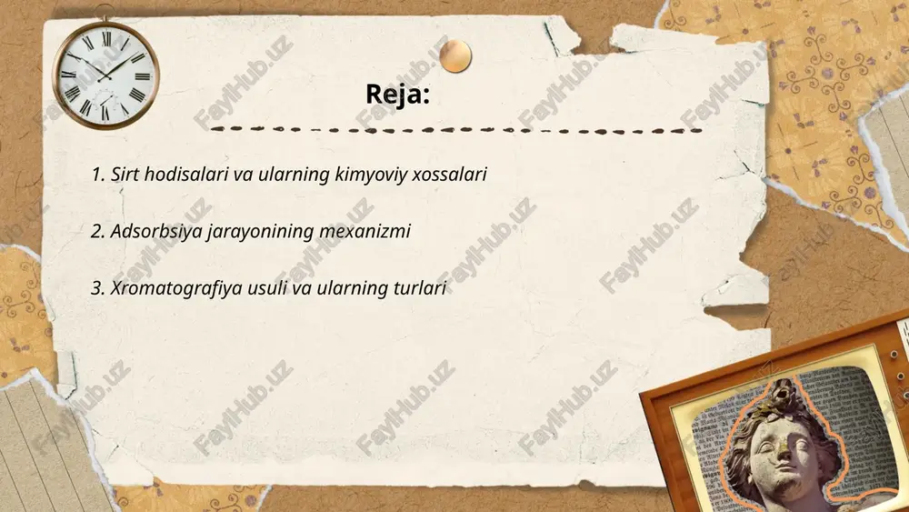 t.me/slaydai_bot xromatografiya usuli moddalarni ajratish va tahlil qilishda muhim vositadir. u kimyo va biologiya sohalarida keng qo'llaniladi. xromatografiyaning asosiy turlari quyidagilar: nazorat qilingan suyuqlik xromatografiyasi (lc), gaz xromatografiyasi (gc), yupqa qatlamli xromatografiya (tlc), va ion almashinish xromatografiyasi. lc suyuqliklar yordamida ajratishni amalga oshiradi, gc gazlar bilan ishlaydi, tlc esa qattiq modda qatlamidan foydalanadi. ion almashinish xromatografiyasi esa ionlarni ajratish uchun qo'llaniladi. har bir usulning o'ziga xos afzalliklari va cheklovlari mavjud bo'lib, ularning ishlatilishi maqsadga bog'liq. ... t.me/slaydai_bot 4. adsorbent materiallar turlari adsorbent materiallar turli xil moddalardan iborat boʻlib, ular qattiq yoki suyuq yuzaga jismoniy ya’ni, adsorbsiyalangan shaklda saqlaydi. bular orasida ko‘mir, selikagel va zeolitlar keng tarqalgan. ko‘mirni asosan gazlarni tozalashda, selikagelni namlikni yutishda va zeolitlarni kimyoviy reaktsiyalarda katalizator sifatida ishlatishadi. zeolitlarning tuzilishi mikrog'ovakli bo'lib, ularni samarali adsorbent vositalar qatoriga qo'shadi. selikagel 40% gacha suvni ushlab turish qobiliyatiga ega, ko‘mir esa o‘z hajmidan 300% gacha zararli gazlarni tanlab yutishi mumkin. ushbu …