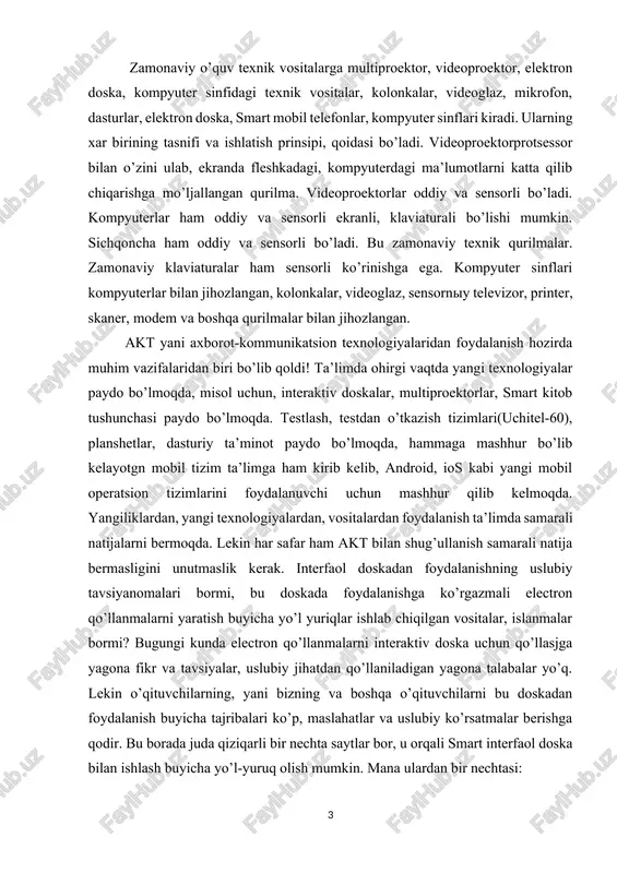 zmali electron qo’llanmalarni yaratish buyicha yo’l yuriqlar ishlab chiqilgan vositalar, islanmalar bormi? bugungi kunda electron qo’llanmalarni interaktiv doska uchun qo’llasjga yagona fikr va tavsiyalar, uslubiy jihatdan qo’llaniladigan yagona talabalar yo’q. lekin o’qituvchilarning, yani bizning va boshqa o’qituvchilarni bu doskadan foydalanish buyicha tajribalari ko’p, maslahatlar va uslubiy ko’rsatmalar berishga qodir. bu borada juda qiziqarli bir nechta saytlar bor, u orqali smart interfaol doska bilan ishlash buyicha yo’l-yuruq olish mumkin. mana ulardan bir nechtasi: 1. http://smartboard.com.ua/ru/main.htm - smart board boshlovchilar uchun. 2. smart board nachinayushim –interfaol texnolgiyalar. 3. http://www.smartboard.ru/view.pl?mid=1125315109 –smart namunali o’qituvchi konkursida o’qituvchilarning darslari ko’rsatilgan. 4. smart interaktiv doska uchun bir necha uslubiy ko’rsatmalar - http://edcommunity.ru/ bu saytlar orqali turli darslarda doskadan foydalanish buyicha ma’lumot olish mumkin. http://www.smarttech.com/ca/support/browse+support/download+softwar e – bu murojaatga kirib, undan interfaol doska uchun kerakli dasturiy ta’minotni yuklab olish mumkin. ommaviy taqdimotlarni amalga oshirishda eng muhim qism hisoblanadi. interfaol doska orqali bitta qo’l tekizish orqali barcha ilovala bilan …