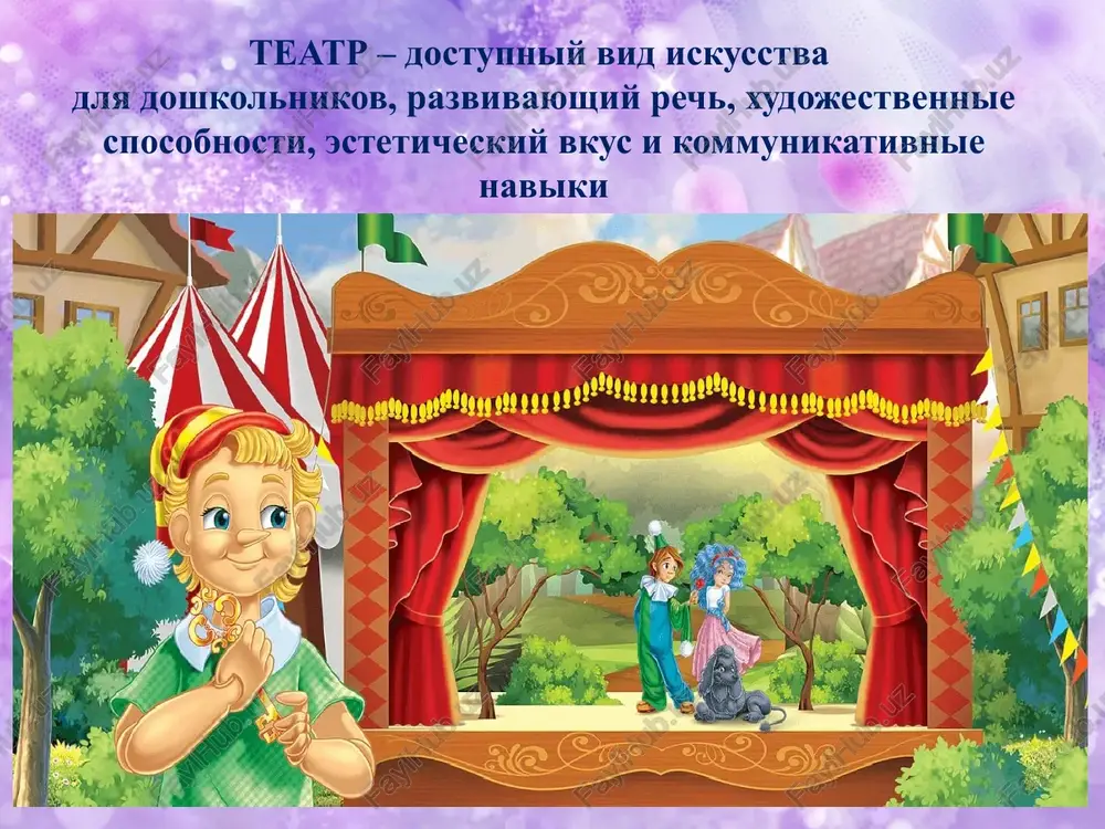 ootnosit sebya s kollektivom; trenirovka rechevogo dixaniya i diktsii na materiale stixotvoreniy i skorogovorok, rasshirenie intonatsionnoy palitri rechi; znakomstvo s pravilami povedeniya v teatre, teatralnoy terminologiey. vajno sozdavat doshkolnikam usloviya psixologicheskogo komforta, kotorie vklyuchayut: raznoobrazie tematiki; regulyarnoe vklyuchenie elementov teatralizatsii v razlichnie vidi deyatelnosti; snyatie faktorov stressa s pomoshyu motivatsionnix priyomov, nastraivayushix detey na zanyatie tvorchestvom; raskreposhenie; sozdanie realnix stimuliruyushix usloviy – lichnostnie motivi dlya uchastiya v teatralnoy igre doljni bit silnee avtoriteta vzroslogo; vajno, chtobi rebyonok naxodilsya v situatsii uspexa. lyubaya skazka, teatralizovannaya igra – neischerpaemiy istochnik razvitiya chuvstv, perejivaniy i emotsionalnix otkritiy. sentyabr izgotovleni kartoteki teatralizovannix igr beseda «chto takoe teatr»? pokaz detyam skazki «volk i semero kozlyat» oktyabr sozdanie didakticheskoy igri «teatralnie professii» mimika – «podberi masku» pokaz detyam skazki «zayats i lisa» teatralizovannaya igra «zveryata» beseda: «teatralnie professii» noyabr beseda: «pravila povedeniya v teatre» pantomimika – igra «poxodka teatralizovannaya igra «pryatki» znakomstvo s r. n. skazkoy …