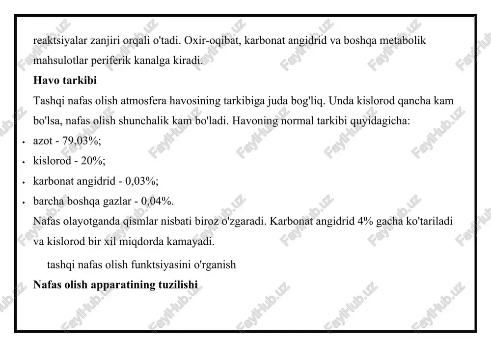 nazofarenks va orofarenks, ulardan keyin - halqum, traxeya, asosiy bronxlar keladi. ikkinchisi quyidagilarga bo'linadio'ng va chap loblar. ular shoxlanib bronxial daraxtni hosil qiladi. oxirida joylashgan eng kichik bronxiolalarda elastik qop - alveolalar mavjud. shilliq qavat barcha havo yo'llarini o'tkazganiga qaramay, gaz almashinuvi faqat ularning oxirida sodir bo'ladi. foydalanilmayotgan joy o'lik bo'shliq deb ataladi. odatda uning hajmi bir yuz ellik mililitrga etadi. tashqi nafas olish ko'rsatkichlari nafas olish sikli sog'lom odam uch bosqichda nafas oladi: nafas olish, nafas olish va pauza. vaqt o'tishi bilan bu butun jarayon ikki yarim soniyadan o'n soniyagacha yoki undan ko'proq vaqtni oladi. bular juda individual sozlamalar. tashqi nafas olish ko'p jihatdan tananing yashash sharoitlariga va uning sog'lig'iga bog'liq. demak, nafas olishning ritmi va chastotasi kabi tushunchalar mavjud. ular bir daqiqada ko'krak qafasining harakatlari soni, ularning muntazamligi bilan belgilanadi. nafas olish chuqurligini nafas olish va nafas olish paytida chiqarilgan havo hajmini yoki ko'krak qafasining atrofini o'lchash orqali …