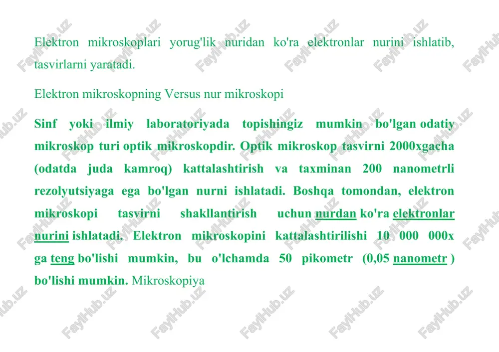 hirishga urinishlar qadimgi rimda qilingan. uzoqdan mikroskopga o'xshash birinchi moslama gollandiyalik optik optikasi xans yansen va uning o'g'li tomonidan yaratilgan. ular birinchi bo'lib ikkita linzadan foydalanganda siz kattalashtirilgan tasvirni olishingiz mumkinligini aniqladilar. ularning apparatlari teleskopga o'xshardi, ammo ikkinchisidan farqli o'laroq, ob'ektlarni yaqinlashtirmadi, balki ularni kattalashtirdi. konkav va konveks linzalari bo'lgan kattalashtiruvchi asbob galileo galilei tomonidan ishlab chiqilgan va uni "okkolino" yoki "kichik ko'z" deb atagan. "mikroskop" atamasini galileyning do'sti jovani faber taklif qilgan. yaratilgan qurilmalar juda ibtidoiy edi va 9-10 marta kattalashtirilgan tasvirni olish imkoniyatini yaratdi. zamonaviy analoglarga o'xshash birinchi mikroskop, markazida ob'ektiv joylashgan metall plastinka edi. u gollandiyalik tabiatshunos entoni van livenguk tomonidan yaratilgan bo'lib, uning yordami bilan inson tanasining tuzilishi va faoliyatida muhim kashfiyotlarni amalga oshirishga muvaffaq bo'ldi. u qon tarkibini, to'qimalarning tuzilishini tekshirdi, shuningdek bakteriyalarni ko'rdi. levenguk mikroskopi yordamida 270 martagacha kattalashtirish mumkin edi. mikroskopni yaratishda rus olimlari petr kulibin va mixailo lomonosovlar ham o'z hissalarini qo'shdilar. …