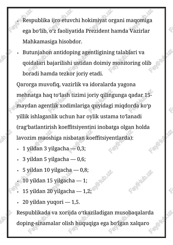 ‘plash va saqlashga oid sportchining “biologik pasporti” (abp) onlayn tizimi joriy etiladi; · sportchilar uchun antidoping ta’lim elektron platformasi yaratiladi; · bosqichma-bosqich sportda taqiqlangan moddalarni tekshirish milliy platformasi joriy etiladi. avvalroq o‘zbekiston u-20 terma jamoasi futbolchisi shaxriyor jabborov doping testi tufayli futboldan vaqtincha chetlatilgandi. o‘fa tekshiruv hali yakunlanmagani, uning ehtiyotsizlik sabab sifatsiz biologik faol moddalar iste’mol qilgan bo‘lishi ehtimoli o‘rganilayotganini bildirgan sport doimo insoniyat hayotining ajralmas qismi bo’lib kelgan — uzoq vaqt davomida odamlar tezroq, balandroq, kuchliroq bo’lishga intilganlar. biroq, endi sport endi nafaqat xalqlar va mamlakatlarni birlashtiradigan ko’ngil ochish, balki xalqaro maydondagi siyosiy kurash vositasi hamdir. sportchining tanasi, uning fiziologiyasi sportning murakkab tomonidir. aynan u sport dunyosida jiddiy muammoga aylandi, chunki insonning fiziologik imkoniyatlarini farmakologik ta’sir tufayli tashqaridan boshqarish mumkin. doping yangi hodisa emas. tarix shuni ko’rsatadiki, hatto qadimgi yunonlar ham sport faoliyatini yaxshilash uchun turli xil moddalardan foydalanganlar. keyinchalik texnologiyaning rivojlanishi bilan doping bilan bog’liq vaziyat ayanchli darajaga …