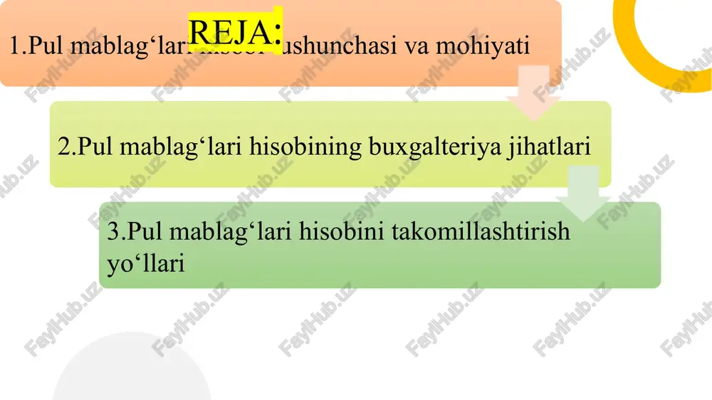. pul mablag‘lari nafaqat almashinuvni ta’minlaydi, balki iqtisodiy barqarorlik va to‘lov tizimi uzluksizligini ham kafolatlaydi. korxona darajasida esa ular tovar va xizmatlar uchun hisob-kitoblarni amalga oshirish, ish haqi to‘lash, soliq majburiyatlarini bajarish kabi jarayonlarda hal qiluvchi rol o‘ynaydi. korxona pul mablag‘lari aylanishi – bu mablag‘larning tushum, to‘lov va qayta taqsimlanish bosqichlarini o‘z ichiga oluvchi jarayondir. bu jarayonni boshqarish uchun samarali rejalashtirish, nazorat va tahlil tizimi zarur. pul oqimlarini muvozanatda ushlab turish orqali korxona likvidligini saqlab qoladi hamda moliyaviy xavflarni kamaytiradi. kassa va hisob-kitob operatsiyalari korxonaning kunlik moliyaviy faoliyatining ajralmas qismidir. ular yordamida tushumlar qabul qilinadi, to‘lovlar amalga oshiriladi va barcha harakatlar maxsus hujjatlar asosida rasmiylashtiriladi. ushbu operatsiyalarni to‘g‘ri tashkil etish korxonada nafaqat moliyaviy intizomni, balki huquqiy xavfsizlikni ham ta’minlaydi. naqd va naqdsiz hisob-kitoblar o‘zaro chambarchas bog‘liq bo‘lib, ular korxona faoliyatining barcha moliyaviy yo‘nalishlarini qamrab oladi. naqd hisob-kitoblar ko‘proq kassa orqali amalga oshirilsa, naqdsiz hisob-kitoblar bank tizimi orqali bajariladi. ularning uyg‘unlashuvi …