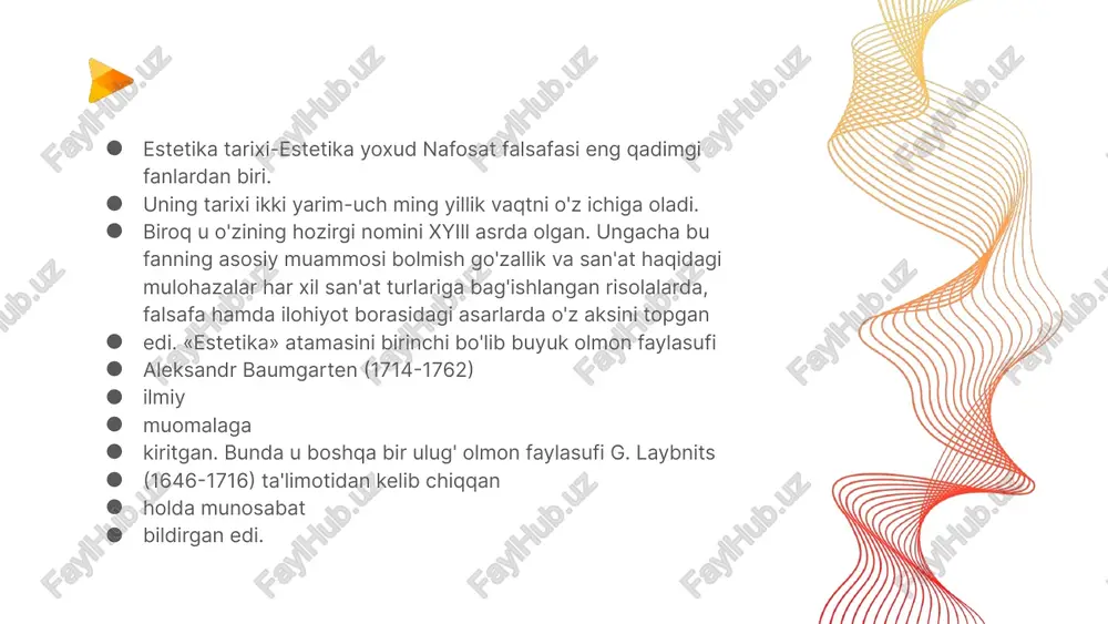 salarning go'zal bolishini, har qadamda nafosatni his etishni istaydi: biz taqib yurgan soat, biz kiygan kiyim, biz haydayotgan mashina, biz uchadigan samolyot, biz yashayotgan uy, biz mehnat qiladigan ishxona, biz yurgizayotgan dastgoh, biz yozayotgan qalam, biz dam oladigan tomoshaboglar - hammasidan nafis bir ruh ufurib turishi lozim. go'zallik, ko'rganimizdek, nafosatning bosh, etakchi xususiyatihisoblanadi. shu bois u estetikaning mezoniy tushunchalaridan biri sifatida tadqiq va talqin etiladi. zero go'zallikning ishtirokisiz yuqoridagi xususiyatlarning birortasiestetik tabiatiga ega bo'lolmaydi. masalan, ulug'vorlikni olaylik. u asosan hajmga, hajmga, miqyosga miqdorga asoslanadi: buxorodagi arslonxon minorasi yoxud minorai kalon ulug'vorligi bilan kishini hayratga soladi. unga tikilar ekansiz, qalbingizni nafosat zavqi qamrab oladi. lekin xuddi shunday balandlikdagi kimyoviy korxona mo'risidan zavqlanolmaysiz. yoki yonbag'irdan turib, toqqa tikilsangiz, estetik zavq tuyasiz, ammo xuddi shunday balandlikdagi shahar chetida o'sib chiqqan axlat «tog'i»ga qarab zavqlanmaysiz. chunki arslonxon minorasi me'morlik san'ati asari sifatida go'zallik qonuniyatlari asosida bunyod etilgan; tog' esa tabiat yaratgan ulug'vor go'zallikdir. individual …