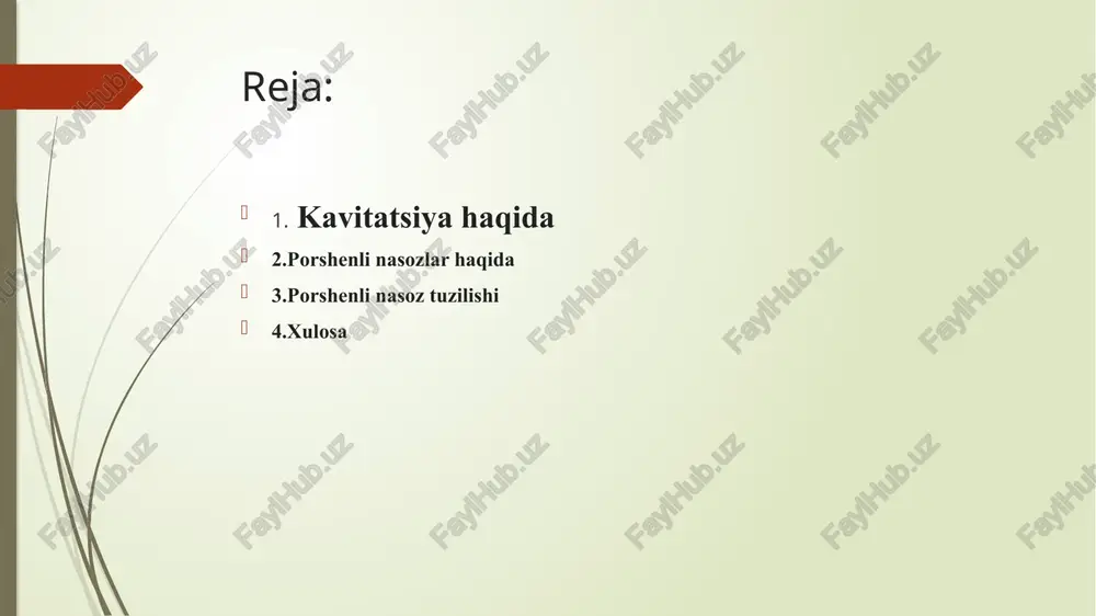 alliklari va kamchiliklari muhokama qilinadi. porshenli nasoslar suyuqliklarni mexanik ravishda nasoslash uchun ishlatiladigan qurilmalardir. ular suyuqlikni silindr ichida harakatlanadigan porshen yordamida nasoslaydi. porshenning harakati nasosning kirish qismida bosimni pasaytiradi, bu esa suyuqlikni nasosga tortishga olib keladi. porshenning yuqoriga ko'tarilishi suyuqlikni nasosning chiqish qismiga itaradi va bosim yaratadi. porshenli nasoslar suyuqlikni mexanik ravishda nasoslaydi, ya'ni ular tashqi kuch manbai yordamida harakatga keltiriladi. suyuqlik silindr ichida harakatlanadigan porshen bilan nasoslanadi. porshenning harakati nasosning kirish va chiqish qismida bosim farqini yaratadi porshenli nasoslarning tuzilishi porshenli nasoslar odatda quyidagi asosiy qismlardan iborat: silindr - bu porshenning ichida harakatlanadigan va suyuqlikni saqlaydigan bo'shliqdir. porshen - bu silindr ichida harakatlanadigan va suyuqlikni itaradigan qismdir. kraan - bu porshenga biriktirilgan va uning harakatini boshqaradigan qurilmadir. porshenli nasoslar suyuqlikni bosim farqi yordamida nasoslaydi. porshenning pastga harakati nasosning kirish qismida bosimni pasaytiradi, bu esa suyuqlikni nasosga tortishga olib keladi. porshenning yuqoriga harakati esa nasosning chiqish qismida bosimni oshiradi, bu …