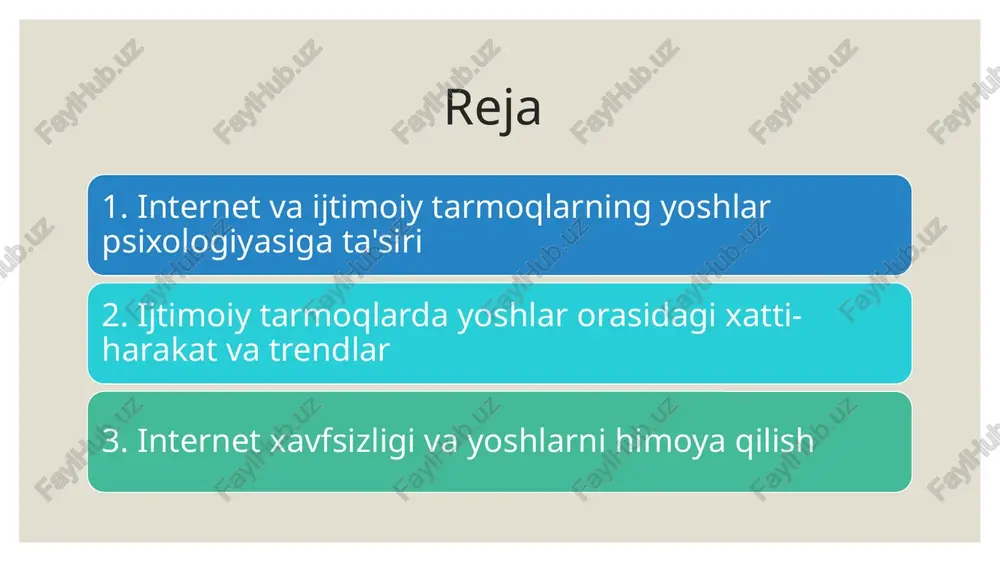 di. shaxsiy brend yaratish: yoshlar, ayniqsa influencerlar kabi, o'zlarining shaxsiy brendlarini yaratishga intilishadi. o'z imidjini yaratish, yo'naltirilgan kontent ishlab chiqarish va turli tarmoqlarda o'zini tanitish — bularning barchasi yoshlar uchun muhim. bu jarayon o'z-o'zini rivojlantirish va ijtimoiy tarmoqlarda muvaffaqiyatga erishish uchun platforma yaratadi. haqiqiy va virtual o'zlikni ajratish idealizatsiya va hayotning "yolg'on" tomoni: ijtimoiy tarmoqlarda aksariyat odamlar faqatgina o'zlarining eng yaxshi tomonlarini namoyish qiladilar. bunday holatda, yoshlar o'zlarini boshqalar bilan solishtirganida, ular ko'pincha haqiqiy hayotga qaraganda "ideal" ko'rinishga ega bo'lishadi. bu, o'z navbatida, yoshlarning o'zini past baholashiga sabab bo'lishi mumkin, chunki ular o'z hayotlarini ijtimoiy tarmoqlarda ko'rganlar bilan taqqoslashadi. virtual va haqiqiy dunyo o'rtasidagi chegara: yoshlar ko'pincha onlayn shaxsiyatlarini haqiqiy hayotdagi shaxsiyatlari bilan taqqoslaydilar. ba'zan ular haqiqiy hayotdagi muammolarni virtual dunyoga olib kelmaslikka harakat qiladilar va bu ularning o'zlikni tushunishiga xalaqit berishi mumkin. kiberxavfsizlik va yoshlarni himoya qilish onlayn zo'ravonlik va bullying: kiberbullying: internetda yoshlar orasida eng ko'p uchraydigan xavf-xatarlardan …