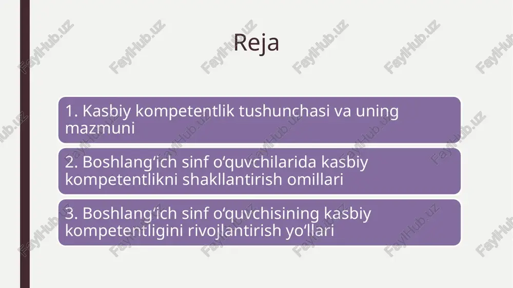 ni hal etish uchun zarur bilimlarni egallashlari muhimdir. pedagogik metodlar: o‘quvchilarda kasbiy kompetentlikni shakllantirishda faol o‘qitish metodlari, muammoli o‘rganish, guruh ishlari va loyiha asosidagi yondashuvlar samarali bo‘ladi. bu metodlar o‘quvchilarni faollashtiradi, ularda mustaqil fikrlash, muammolarni hal etish ko‘nikmalarini rivojlantiradi. misol uchun, loyihalash metodikasida o‘quvchilar real hayotdagi kasb-hunarlar bilan tanishadilar va turli kasbiy vazifalarni bajarish orqali bilimlarni amaliyotga aylantiradilar. kontekstual o‘qitish (hayotiy vaziyatlarga asoslangan o‘qitish) metodlari ham kasbiy kompetentlikni rivojlantirishda juda muhim hisoblanadi. o‘qituvchining shaxsiy namunasi o‘qituvchi — boshlang‘ich sinf o‘quvchisining kasbiy kompetentligini shakllantirishda eng asosiy ta’sir ko‘rsatuvchi omillardan biridir. o‘qituvchining o‘z shaxsiy xulqi, kasbiy malakasi, pedagogik yondashuvi va umumiy munosabati o‘quvchilarga ta’sir qiladi. o‘qituvchining kasbiy kompetentligi va kasbga nisbatan ijobiy munosabati o‘quvchilarda ham kasbiy intilishlarni shakllantirishga yordam beradi. shaxsiy namunani namoyish etish: o‘qituvchi o‘zining kasbiy axloqi, ishonchliligi va mas’uliyatini o‘quvchilarga ko‘rsatishi kerak. o‘qituvchi kasbiy sohada o‘zining yuqori malakali ekanligini, o‘z ishini sevishini va unga nisbatan e’tiborini namoyish etishi o‘quvchilarga katta …