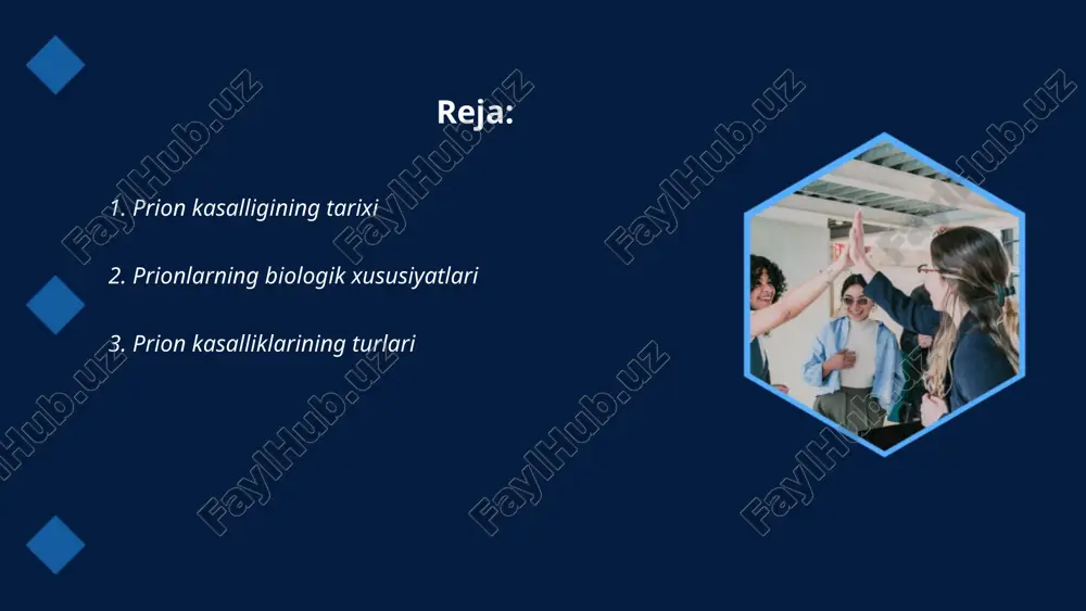lisi orasida kannibalistik marosimlar tufayli paydo bo‘lgan. uyqu kasalligi yoki oilaviy uyqusizlik kasalligi irsiy bo‘lib, juda kam uchraydi. bu kasalliklar markaziy asab tizimini zararlaydi va ilgarilab boruvchi nevrologik alomatlar bilan ifodalanadi. umuman prion kasalliklari juda kam uchraydigan, ammo o‘ta og‘ir kasalliklar sirasiga kiradi. ... t.me/slaydai_bot 4. odamlarda prion kasalliklari prion kasalliklari odamlar uchun jiddiy xavf tug'diradi. bu kasalliklar asosan miya to'qimasini buzadi. misol tariqasida kruytsfeld-yakob kasalligi (cjd) ko'rsatiladi, bu 1 milliondan 1 kishida uchraydi. odatda 30 yoshdan oshganlarda aniqlanadi va kasallik yillik o'sish ko'rsatkichiga ega emas. prion kasalliklari irsiy yoki orttirilgan bo'lishi mumkin va simptomlari kognitiv va mushak funksiyalarining yo'qotilishi bilan ifodalanadi. kasallik muayyan davolash usullariga ega emas va asosan simptomlarni yengillashtirishga qaratilgan. qanday prion kanalliklari mavjudligi aniq belgilash va tashxislash qiyin, chunki ular oddiy laboratoriya testlari bilan aniqlanmaydi. ... t.me/slaydai_bot prion kasalliklari, xususan, anormal prion oqsillari shakllanishi tufayli kelib chiqadi. prionlar sog'lom oqsillarni o'zgartirib, miya to'qimalarida zararli to'planmalar yuzaga …
