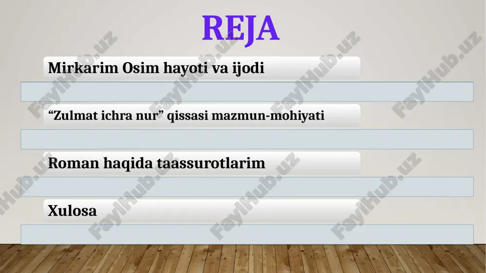 i va boshqa asarlarni o‘zbek tiliga tarjima qilgan. adib "o‘zbekistonda xizmat ko‘rsatgan madaniyat xodimi" unvoni va "buyuk xizmatlari uchun" ordeni (2002 y.) bilan taqdirlangan. mirkarim osim ijodi mirkarim osim ona-yurtimizning jamoli va kamolini, ota-bobolarimizning uzoq o‘tmishini, ularning azaliy orzu-armonlarini, fikr-tuyg‘ularini, erk va baxt-saodat yo‘lida olib borgan kurashlarini qissa va hikoyalarida madh etgan zabardast adiblardan biridir. ma’lumki, tarixiy mavzuda asar yaratish ijodkordan chuqurbilim, mushohada, katta mahorat talab qiladi. mirkarim osim badiiy ijodning ana shunday mashaqqatli va mas’uliyatli yo‘liga qadam qo‘ygunga qadar ajdodlarimiz tarixini har tomonlama chuqur o‘rgandi. dengizdan gavhar izlovchi g‘ovvoslardek,o‘tmish ummoniga sho‘ng‘ib, so‘z durlarini terdi. shu tariqa yozuvchining “to‘maris“, “shiroq“, “kitobga ixlos“, “temur malik” asarlari dunyo yuzini ko’rdi. ayniqsa ijodkorning asarlari orasida “zulmat ichra nur” o’zgacha va o’ziga hosligi bilan ajralib turadi. mirkarim osimning tarixiy asarlari ichida alisher navoiy hayotiga bag‘ishlangan kitoblari bir nechtani tashkil etadi, lekin «zulmat ichra nur» asari orqali biz buyuk bobomiz a.navoiy haqida ko’proq ma’lumotga ega …
