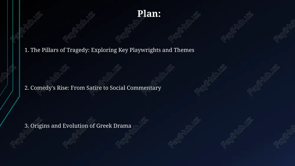 re ancient greek literature, spanning from approximately the 8th century bc, laid the groundwork for western literary traditions, encompassing diverse genres like epic poetry and philosophy. oral tradition significantly influenced early greek literature; stories like the *iliad* and the *odyssey*, attributed to homer, were initially transmitted orally before being written down. key features involve mythology, exploring themes of fate, heroism, and the relationship between humans and gods, impacting subsequent literature for more than 2500 years. comparing tragedy and comedy: themes and functions tragedy aims to evoke pity and fear, leading to emotional cleansing (catharsis), whereas comedy uses humor to expose follies and absurdities, often promoting social critique within 25 words. both genres utilized the chorus, but its function differed significantly. tragedy's chorus offered commentary and moral perspectives, while comedy's often engaged directly in the farcical action. tragedy explores profound human suffering, often involving characters with fatal flaws, while comedy addresses …