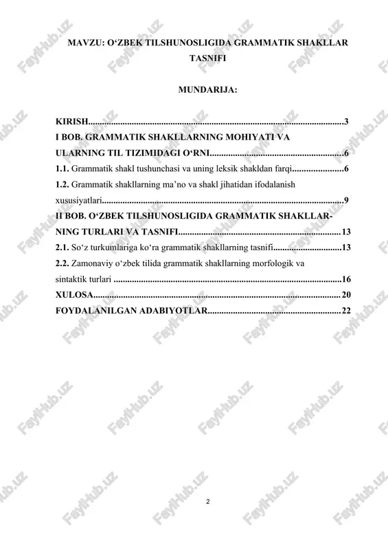 ynaydi. masalan, o‘zbek tilida o‘qidi, o‘qiydi, o‘qimoqda, o‘qigan kabi so‘zlar bir xil leksik asosga ega bo‘lsa-da, grammatik shakllar orqali turli ma’nolarni ifodalaydi[footnoteref:1]. [1: rahmatullayev sh. o‘zbek tili grammatikasi (morfologiya). — toshkent: fan, 1992.] o‘zbek tilshunosligida grammatik shakl tushunchasi xx asrning ikkinchi yarmidan boshlab keng ilmiy tahlil etila boshlandi. a. g‘ulomov, sh. rahmatullayev, n. mahmudov, m. asqarova, a. hojiyev, g‘. abdurahmonov singari olimlar grammatik shaklni tilning morfologik tizimi, grammatik kategoriyalar va ularning ifoda vositalari bilan uzviy bog‘liq holda o‘rganganlar. ularning tadqiqotlarida grammatik shakl nafaqat formal belgi, balki ma’no tashuvchi lingvistik birlik sifatida izohlanadi. grammatik shakllarning o‘rganilishi til tizimining uch muhim darajasi — morfologiya, sintaksis va semantika bilan bevosita aloqadordir. morfologik jihatdan grammatik shakl so‘zning tuzilishi va o‘zgarish qonuniyatlarini belgilaydi; sintaktik jihatdan u so‘zlarning gapdagi o‘zaro munosabatini tartibga soladi; semantik jihatdan esa fikr mazmunining aniqligini ta’minlaydi. shu bois, grammatik shakllarni chuqur o‘rganish tilning ichki mexanizmini, ya’ni ma’no va shakl uyg‘unligini tahlil qilish …