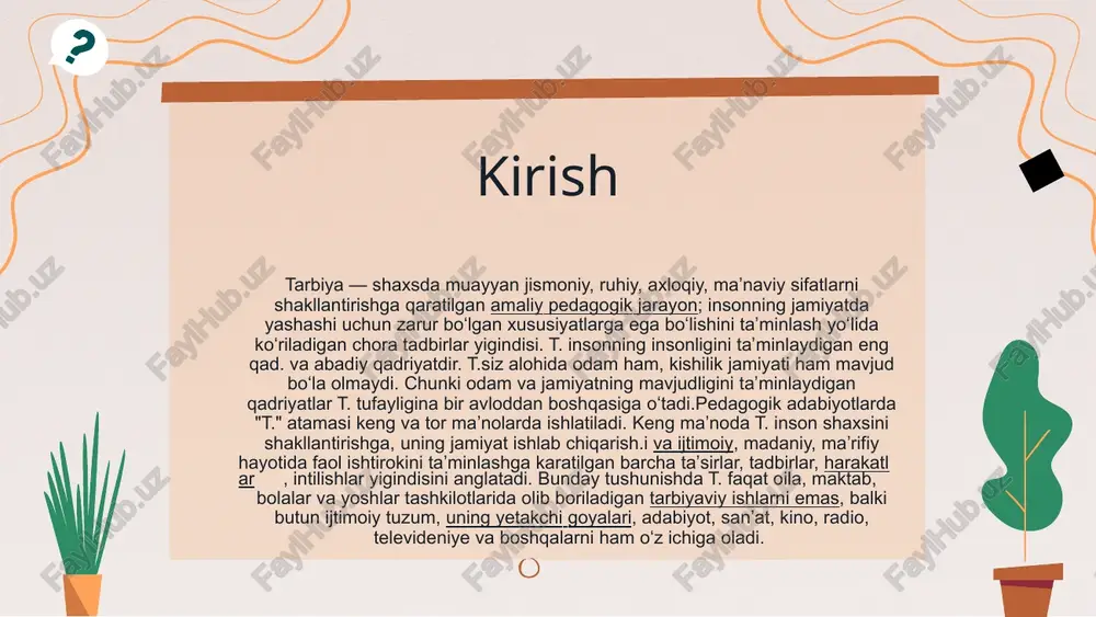 natijalar ilg‘or xorijiy tajribalar asosida tarbiya jarayonining samaradorligini oshirish amaliy natijalarga olib keladi. jamoa ishlarini samarali tashkil etish va o'quvchilarning nazoratini kuchaytirish bilan birga, o'zaro hamkorlik va o'qituvchilar o'rtasida almashish orqali o'zaro bilim almashinuvi yuzaga keladi. samaradorlikni oshirish 02 o'qitish jarayoni o'qitish jarayoni doimiy ravishda yangilanib turishi kerak. zamonaviy texnologiyalar va zamonaviy pedagogik metodlar yordamida o'qitish jarayonini yangilash o'quvchilar uchun yanada qiziqarli va samara beruvchi bo'ladi. boshqaruv strategiyalari boshqaruv strategiyalari tarbiya jarayonini samaradorligini oshirishda muhim ahamiyatga ega. yaxshi boshqaruv o'qituvchilar va o'quvchilar o'rtasida samarali aloqalarni o'rnatishi, nazoratni kuchaytirishi va o'quv jarayonini saqlanishini ta'minlashi mumkin. o'quvchilarni tarbiya jarayoniga faol jalb etish nafaqat ularning motivatsiyasini oshiradi, balki o'z-o'zini boshqarish qobiliyatlarini ham rivojlantiradi. bu esa o'z navbatida o'zaro hurmat, mas'uliyat va jamoaviy ish ko'nikmalarini shakllantiradi. o'quvchilarning ishtiroki xulosa xulosa qilib aytganda, ilg‘or xorijiy tajribalar tarbiya jarayonining samaradorligini oshirishga katta hissa qo'shadi. mushtarak yondashuv va innovatsion strategiyalar orqali, tarbiya va ta'lim jarayonlari yanada sifatli …