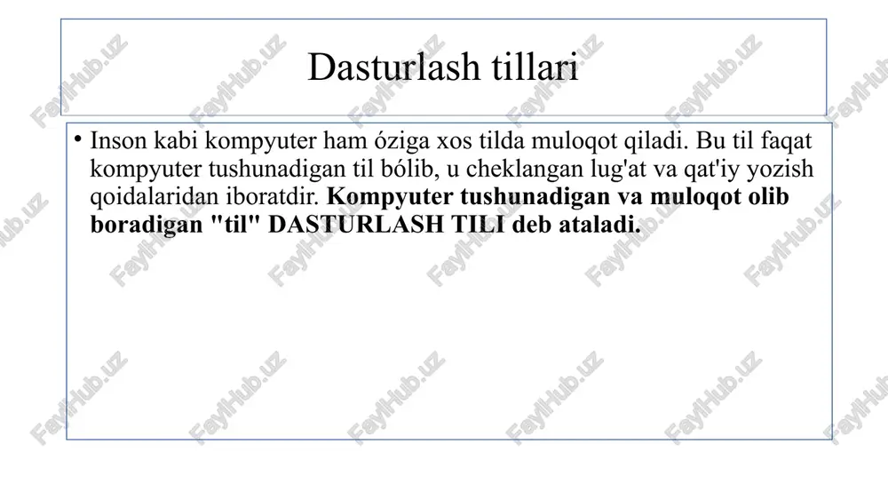 erish kerak. til sintaksisi sintaksis xatolarini kompilyator ko'rsatgan ketma-ketlikda bartaraf etish maqsadga muvofiq. shuningdek, kompilyator faqatgina xatolarni aniqlabgina qolmasdan, ularning dastur matnining qaysi qismidaligini va uni bartaraf etish yo'llarini xam ko'rsatib beradi. til sintaksisi dasturda 5ta xato mavjud, ularning qatorlari ham ko'rsatilgan. birinchi xato w identifikatori mavjud emas, ushbu xatoni to'g'irlash uchun 5-qator matnini quyidagicha o'zgartiriladi: int x, y, w; //5-qator so'ngra kompiltsiya jarayonini ishga tushurilganda kompilyator quyidagi xatolarni ko'rsatib beradi: til semantikasi tilning ma'nosini beruvchi qoidalar to'plami semantika deyiladi. masalan, arifmetik operatorlar bajarilish ketma-ketligi qoidasi semantik qoida. agar dasturda sintaktik xatolar bo'lsa, kompilyator bu haqida xabar beradi. lekin semantik xato bo'lganda dastur ishlaydi, lekin kutilgan natijaga erishib bo'lmaydi. masalan, quyidagi ikki qator sintaktik to'g'ri yozilgan, lekin ma'nolari turlicha (turlicha qiymat hosil bo'ladi): 2 + 3 * 5 // 1-qator va (2 + 3) * 5 // 2-qator xujjatlashgan identifikatorlar quyida ikki xil ko'rinishdagi instruktsiyalarni ko'raylik: const double a = …