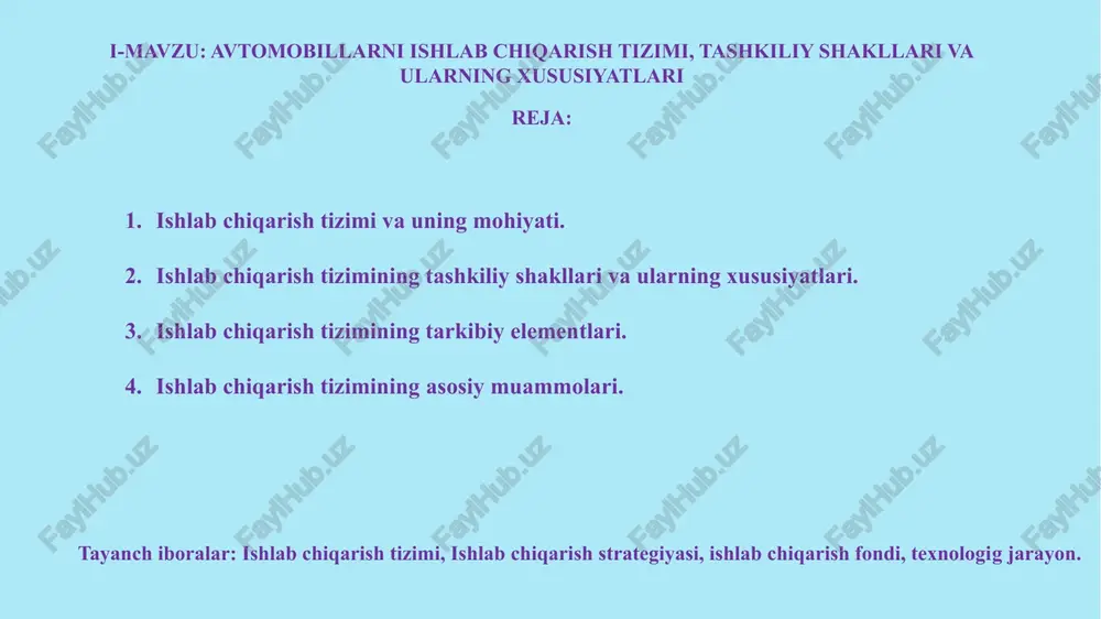 bo‘yicha guruhlanishi: birinchi guruhga - ish potensiali resursi transport vositasining ishlash davriga teng bo‘lgan detallar kiradi. ikkinchi guruhdagi detallarning resursi transport vositasining dastlabki birinchi chegaraviy holatidan yuqori, lekin ikkinchi chegaraviy holatdan kam. ularga korpus detallari, tishli g‘ildiraklar va h.k. kiradi. birinchi va ikkinchi guruh detallari transport vositasining tarkibidagi 3035% detallarni tashkil etadi. uchinchi guruhdagi detallarning resursi transport vositasining chegaraviy holat resursiga teng. bu detallar qimmatbaho detallar turkumiga kiradi va ular transport vosita detallarining 4045% tashkil etadi. ularga tirsakli val, taqsimlash vallari, shatun, gilza, yarim o‘q va h.k. kiradi. to‘rtinchi guruhdagi detallar tez eyiladigan detallar bo‘lib, ularning resursi transport vositasining chegaraviy holat resursidan bir necha marta kam. ular cheklangan resursli detallar – porshen halqalari, vtulkalar, vkladishlar va h.k. bo‘lib, transport vositadagi detallarning 2530% tashkil etadi. detallarni ish potensiali bo‘yicha guruhlanishi: transport vositasidagi 70-75% birinchi, ikkinchi va uchunchi guruhdagi detallarda qoldiq resurs mavjud bo‘lgani uchun ularni tarkibiga kiruvchi barcha detallar ta’mirlanuvchi detallar …