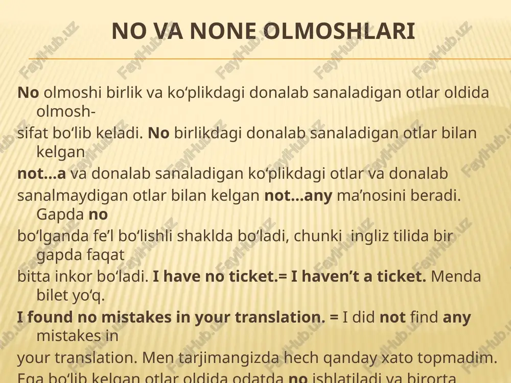 e day. all o‘rnida ko‘pincha hamma (kishi) ma’nosida everybody yoki everyone, hamma narsa ma’nosida everything ishlatiladi. everybodydan keyin birlikdagi fe’l, all hamma (kishi ma’nosida) dan keyin ko‘plikdagi fe’l ishlatiladi: all were of the same opinion on bu masalada hamma xuddi shunday fikrda edi. this question. everybody was of the same opi - nion on this question. both olmoshi both har ikkala olmoshi olmosh-sifat va olmosh-ot bo‘lib keladi. both olmosh-sifat bo‘lib kelganda u aniqlaydigan otdan oldin aniq artikl ishlatilishi ham, ishlatilmasligi ham mumkin. otdan oldin egalik yoki ko‘rsatish olmoshi ham ishlatilishi mumkin: both (the) brothers live in new york. har ikkala aka-uka nyu yorkda yashaydi. both his daughters are married. uning har ikkala qizi turmushga chiqqan. both olmosh-ot bo‘lib keladi: he gave me two magazines yesterday: i have read both. u menga kecha ikkita jurnal berdi. men har ikkalasini o‘qib chiqdim. we both, you both, they both birikmalari ma’no jihatidan both …