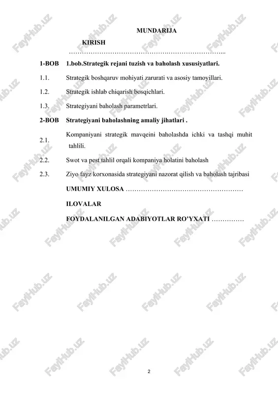 ini o'z ichiga oladi. strategik boshqaruvning asosiy mohiyati, tashkilotning kelajagi haqida qarorlar qabul qilishda yotadi. kompaniyaning kelajagini aniq tasavvur qilish va unga erishish uchun kerakli resurslarni va harakatlarni aniqlash, yuqori samaradorlikka erishish uchun muhim ahamiyatga ega. strategik boshqaruv nafaqat ichki imkoniyatlarni, balki tashqi sharoitlarni ham hisobga oladi. yangi texnologiyalar, ijtimoiy va iqtisodiy o'zgarishlar, siyosiy holatlarning o'zgarishi va raqobat sharoitlarining rivojlanishi kompaniyaning strategiyasini shakllantiruvchi asosiy omillar hisoblanadi. strategik boshqaruvning dolzarbligi bugungi kunda global iqtisodiyotdagi o'zgarishlar va texnologik rivojlanish kompaniyalar uchun yangi imkoniyatlar va tahdidlar yaratmoqda. davrning tez o'zgaruvchan xarakteri tashkilotlarni doimiy ravishda o'z strategiyalarini yangilashga va moslashtirishga undaydi. bozorlar global darajada integratsiyalashgan va bir-biriga bog'langanligi sababli, kompaniyalar o'z faoliyatlarini nafaqat mahalliy, balki global miqyosda ham ko'rib chiqishlari kerak. yangi texnologiyalar, ekologik va ijtimoiy talablar, raqobatning kuchayishi va siyosiy o'zgarishlar kompaniyalarga yangi strategiyalar ishlab chiqishni talab qilmoqda. shuningdek, sanoat sohalarida innovatsiyalarni joriy etish, raqobatchilardan ajralib turish va barqaror o'sishni ta'minlash uchun zamonaviy …