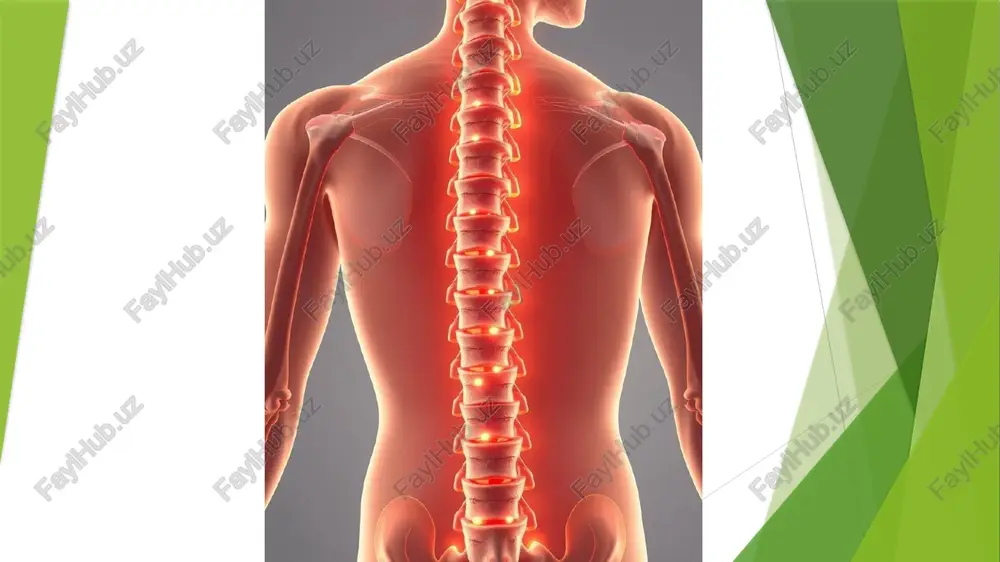 adi. 3.fizikal tekshiruv tug'ilgandan keyin bolaning umurtqa pog'onasini tekshirish orqali amalga oshiriladi. spina bifida davolash usullari jarrohlik-umurtqa pog'onasini yopish va umurtqa miyasiga shikastlanishni minimallashtirish uchun ishlatiladi. fizioterapiya-mushaklarni kuchaytirish, harakatlarni yaxshilash va qon aylanishini oshirish uchun ishlatiladi. dori-darmonlar-og'riqni kamaytirish, infeksiyalarni davolash va boshqa alomatlarni yengillashtirish uchun ishlatiladi. siringomieliya va uning turlari siringomieliya-bu umurtqa miyasida suyuqlik bilan to'ldirilgan bo'shliqning hosil bo'lishi bilan tavsiflanadi. tug'ma siringomieliya-tug'ilishdan beri mavjud bo'lib, umurtqa pog'onasi rivojlanishida nuqson tufayli yuzaga keladi orttirilgan siringomieliya-keyinchalik hayotda, masalan, umurtqa pog'onasiga jarohat tufayli yuzaga keladi. siringomieliya patogenezi va klinik belgilari suyuqlik to'planishi-umurtqa miyasida suyuqlik to'planishi nervlarga bosim o'tkazishi mumkin, bu esa og'riq, zaiflik va boshqa alomatlarga olib kelishi mumkin. klinik belgilari-belgilari quyidagilarni o'z ichiga olishi mumkin: og'riq, zaiflik, uyqusizlik, ichak va siydik pufagi nazoratining yo'qolishi va boshqalar. og'irlik darajasi-siringomieliyaning og'irligi suyuqlik to'planishining hajmi va joylashuviga bog'liq bo'ladi. umurtqa pog'onasi anomaliyalarini oldini olish va reabilitatsiya oldini olish-homiladorlik davrida folat kislotasi qabul qilish, genetik …
