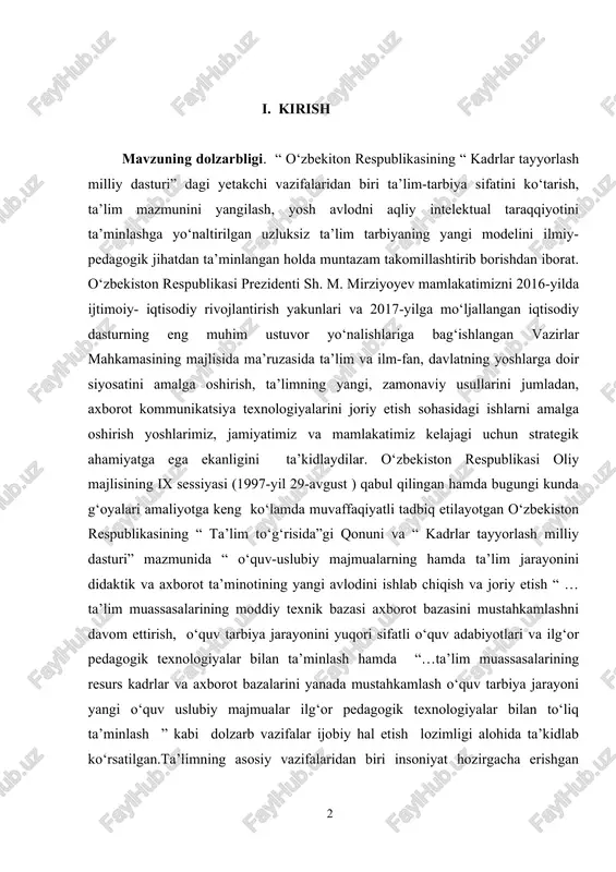 ssasalarining resurs kadrlar va axborot bazalarini yanada mustahkamlash o‘quv tarbiya jarayoni yangi o‘quv uslubiy majmualar ilg‘or pedagogik texnologiyalar bilan to‘liq ta’minlash ” kabi dolzarb vazifalar ijobiy hal etish lozimligi alohida ta’kidlab ko‘rsatilgan.ta’limning asosiy vazifalaridan biri insoniyat hozirgacha erishgan ilmiy bilimlar va fan -texnikaning yutuqlari bilan yosh avlodni qurollantirishdir. yosh avlodga shunday bilimlar tizimini yaratish lozimki, bu bilimlar ularning keying rivoji uchun asos bo‘lib xizmat qilsin ” . inson shaxsining kamol topishida, tafakkurining rivojlanishida, tafakkur mahsulini nutq vositasida ifodalash salohiyatini egallashida asosiy vosita bo‘lmish ona tili ta’limi maktabda yetakchi o‘quv fanlaridan biri sanaladi. zero, ona tili millat tafakkurini shakllantiradi, rivojlantiradi, takomillashtirib boradi va namoyon ettiradi. umumta’lim maktablarining ona tili va akademik litseylarning hozirgi o‘zbek adabiy tili darslarida “sintaksis ” bo‘limini izchil kurs sifatida o‘qitish juda katta ta’limiy ahamiyatga ega. bu bo‘limni o‘qitishning ta’limiy ahamiyati shundaki, o‘quvchilar tilning asosiy birligi – so‘z haqidagi ta’limot bilan tanishadilar va ularning tilni bir butun tizim …