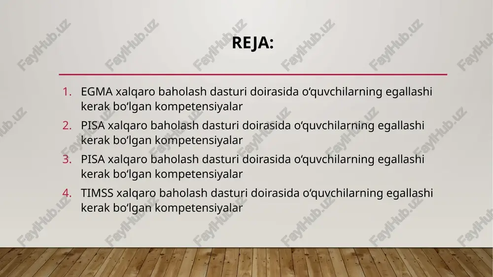 umladan, amaliy masalalardagi vaziyatlar uchun 3. o'nli kasr yozuvini bilish, jumladan so'zlar, sonlar yoki modellar yordamida o'nli kasrlarni ifodalash; o'nli kasrlarni taqqoslash, tartiblash va chamalash; jumladan, amaliy masalalardagi vaziyatlarda. eslatma: to'rtinchi sinfda oddiy kasrlar sifatida mahrajlari 2,3,4,5,6, 8,10,12 yoki 100 bo'lgan kasrlar qaraladi. o'nli kasrlar sifatida verguldan keyin bir va / yoki ikkita raqam bo'lgan o'nli kasrlar qaraladi ifodalar, sodda tenglamalar va munosabatlar: 1. noma’lum sonni yoki amalni aniqlash (masalan, 17 +x = 29). 2. masaladagi vaziyatga doir noma’lumlarni o'z ichiga olgan ifodani yoki sonli ifodani aniqlash va yozish. 3. ob’ektlar ketma-ketligida qonuniyatlarni aniqlash va foydalanish (masalan, butun sonlardan tashkil topgan ketma-ketlikda ketma-ket joylashgan hadlar orasidagi munosabatlarni va berilgan butun sonlar juftliklarini hosil qilgan qoidani aniqlash). 2. geometrik shakllar va o'lchashlarga oid fan mazmuni ikkita bo'limdagi tushuncha va ko'nikmalardan iborat. nuqtalar, to'g'ri chiziqlar va burchaklar: 1. uzunliklarni o'lchash va uzunliklarni chamalash. 2. parallel va perpendikulyar chiziqlarni aniqlash va chizish. 3. …